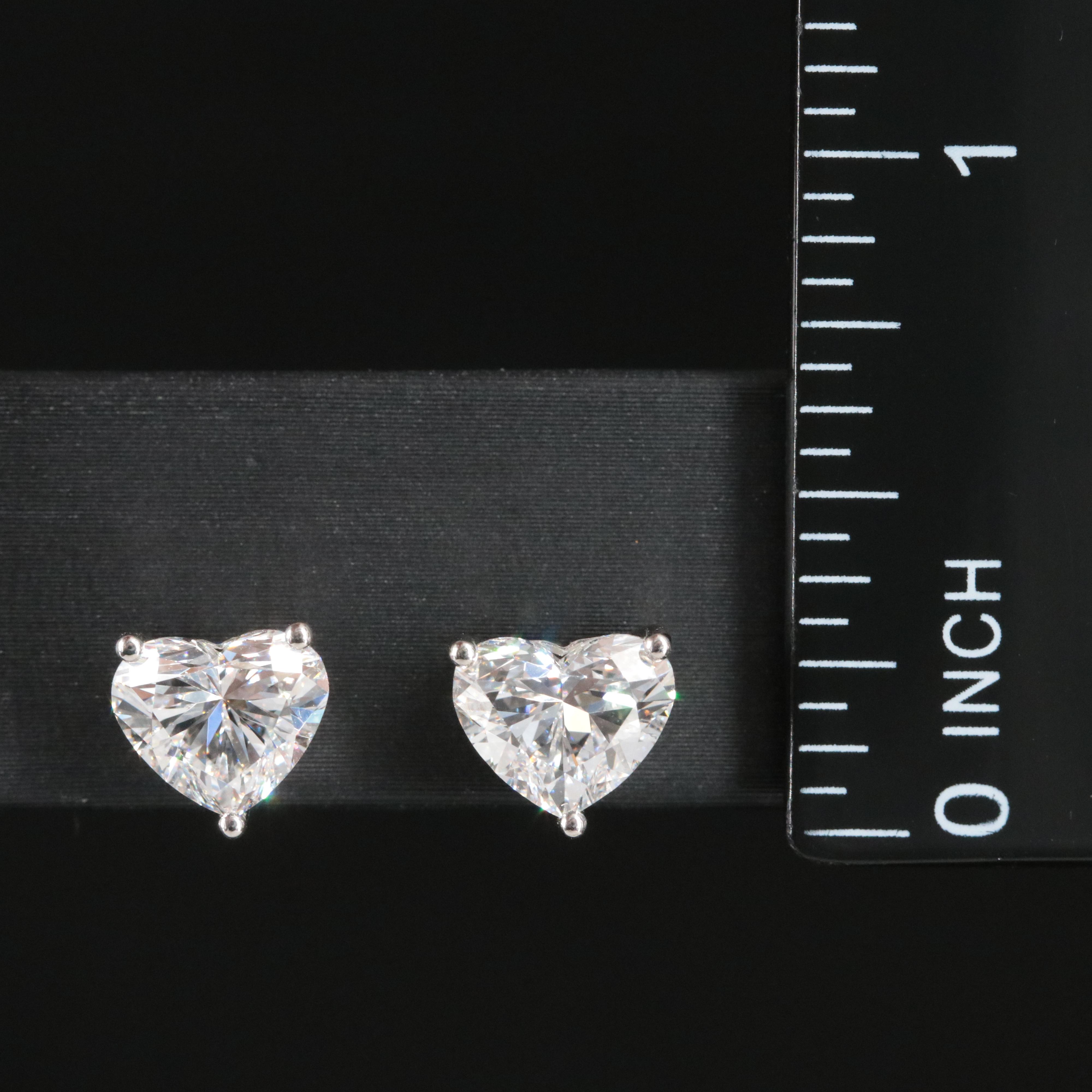 Platinum 3.22 CTW Lab Grown Diamond Heart Stud Earrings with IGI Reports