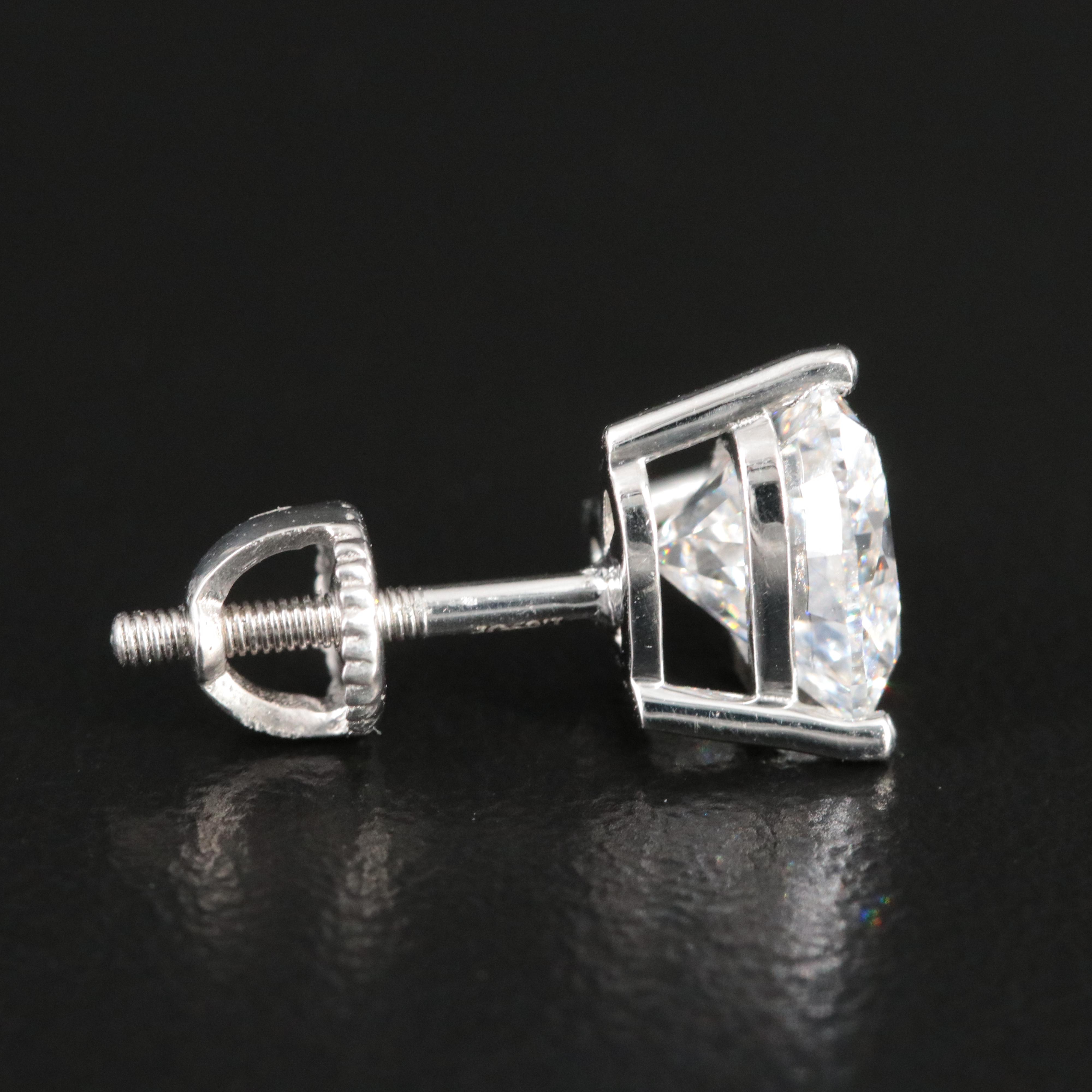 Platinum 3.22 CTW Lab Grown Diamond Heart Stud Earrings with IGI Reports