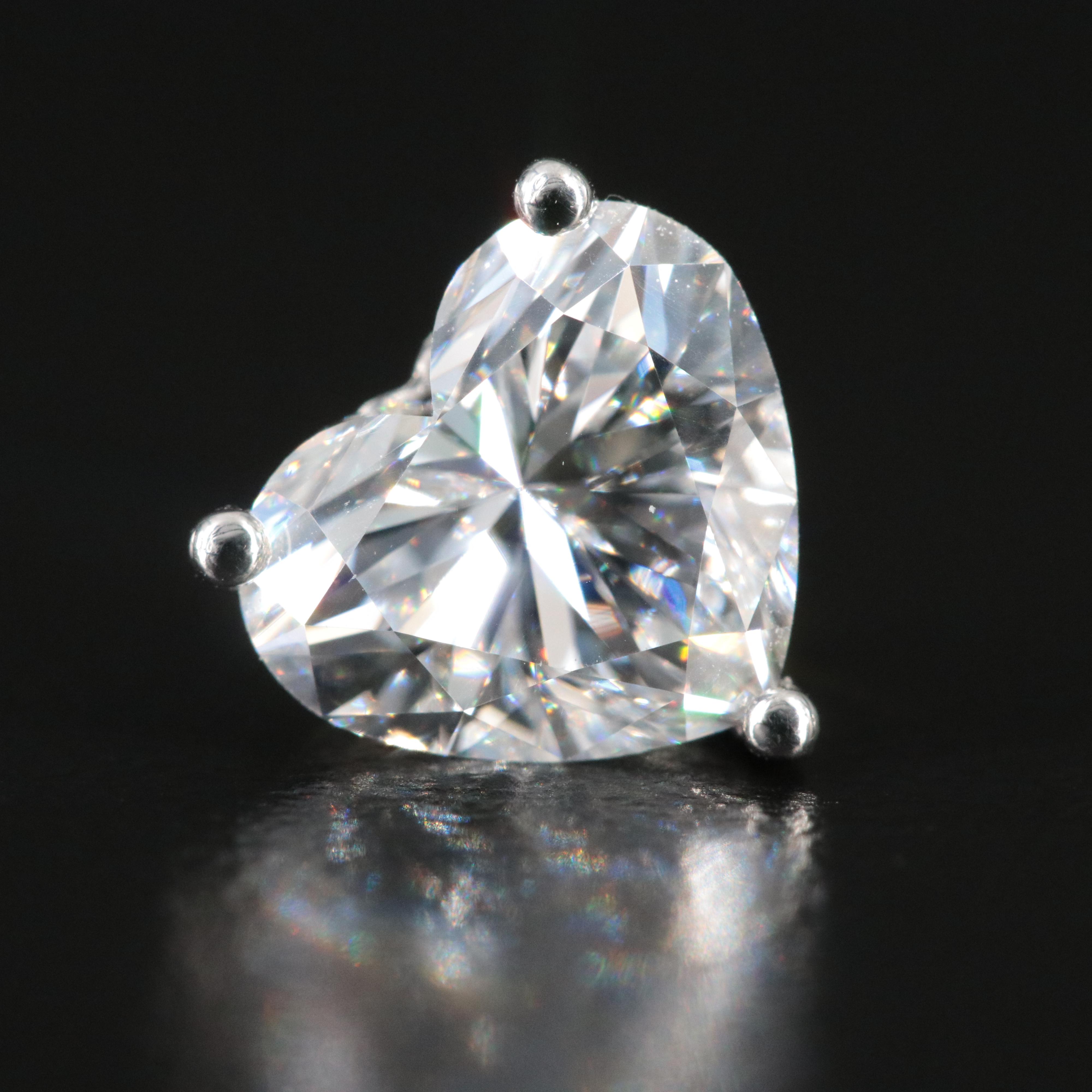 Platinum 3.22 CTW Lab Grown Diamond Heart Stud Earrings with IGI Reports