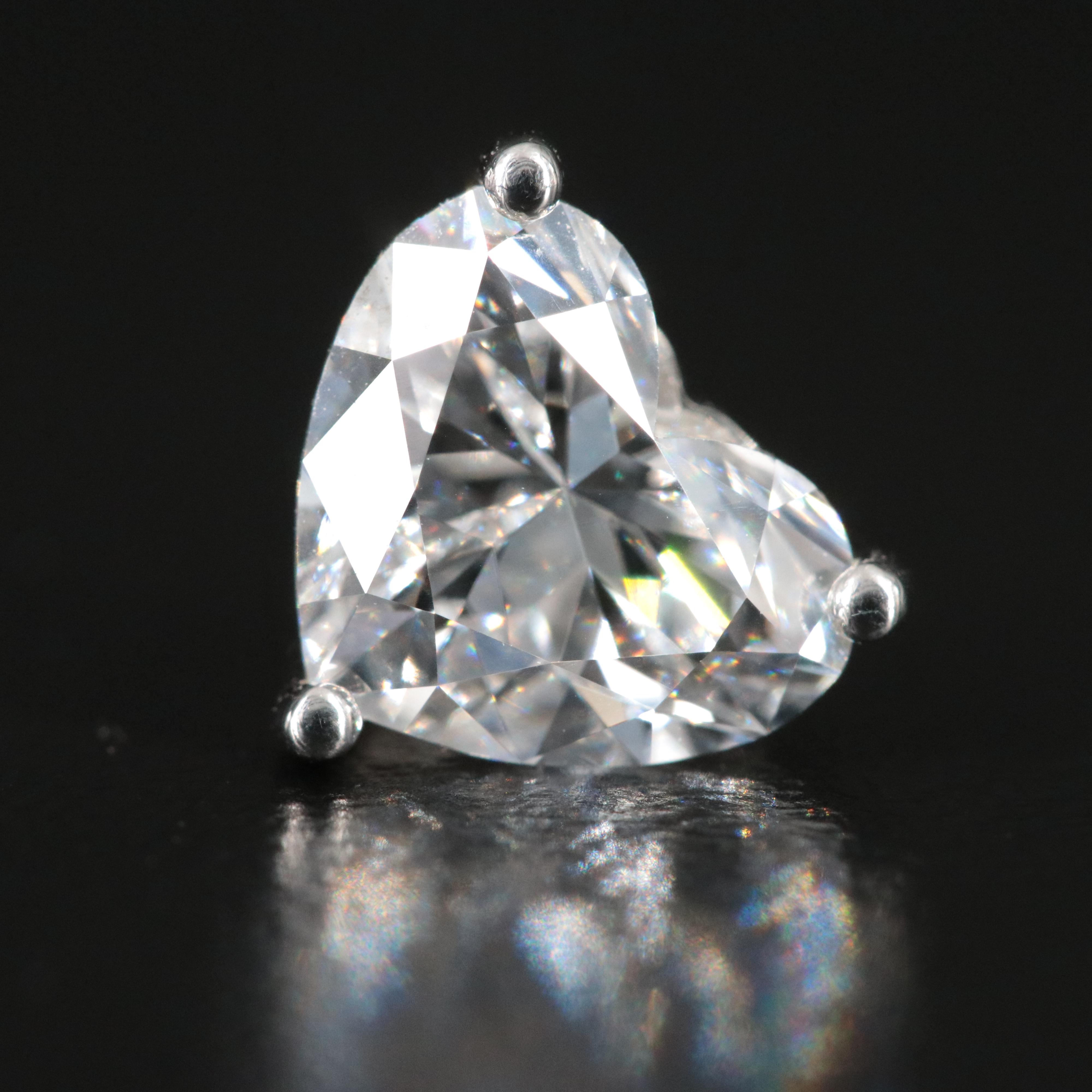 Platinum 3.22 CTW Lab Grown Diamond Heart Stud Earrings with IGI Reports