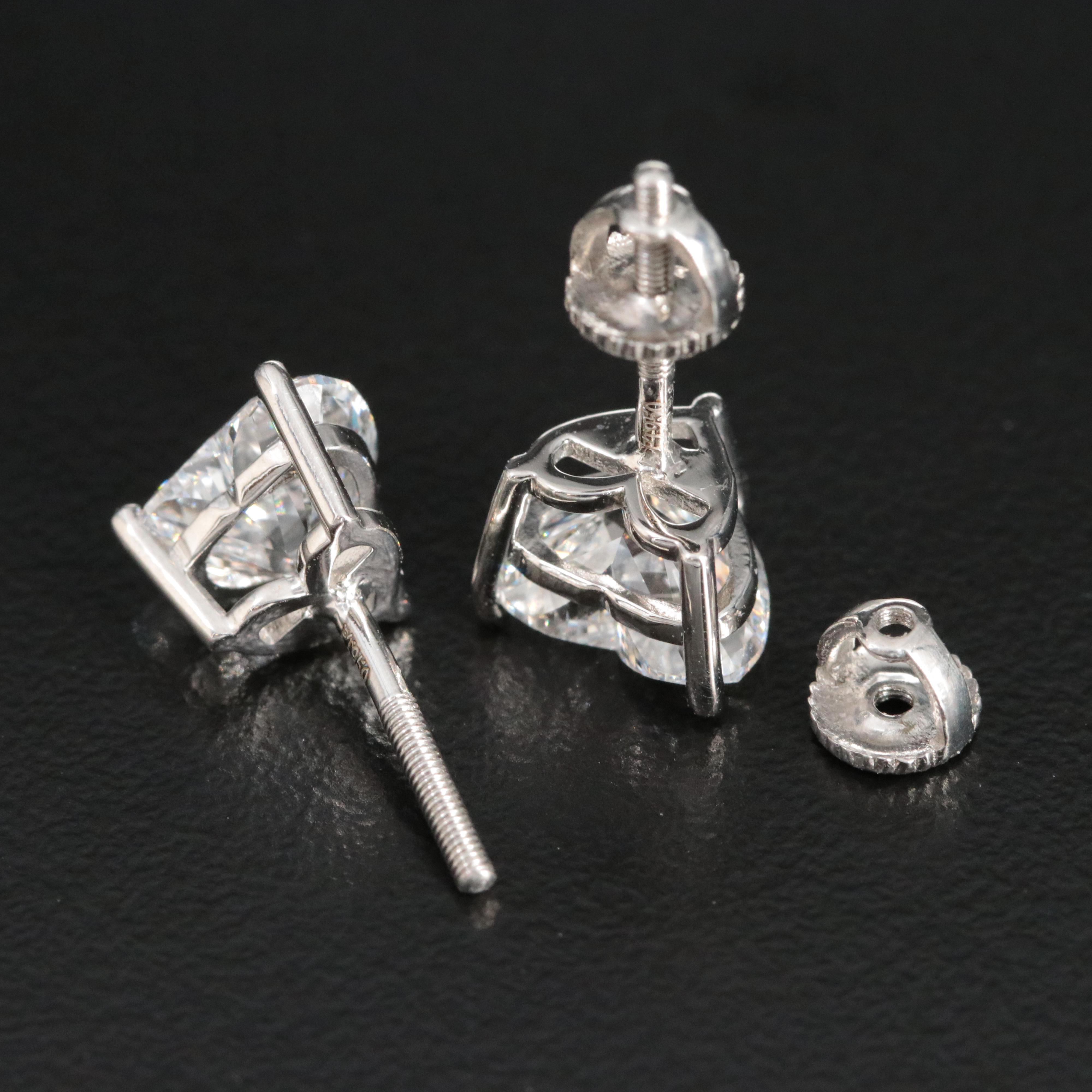 Platinum 3.22 CTW Lab Grown Diamond Heart Stud Earrings with IGI Reports