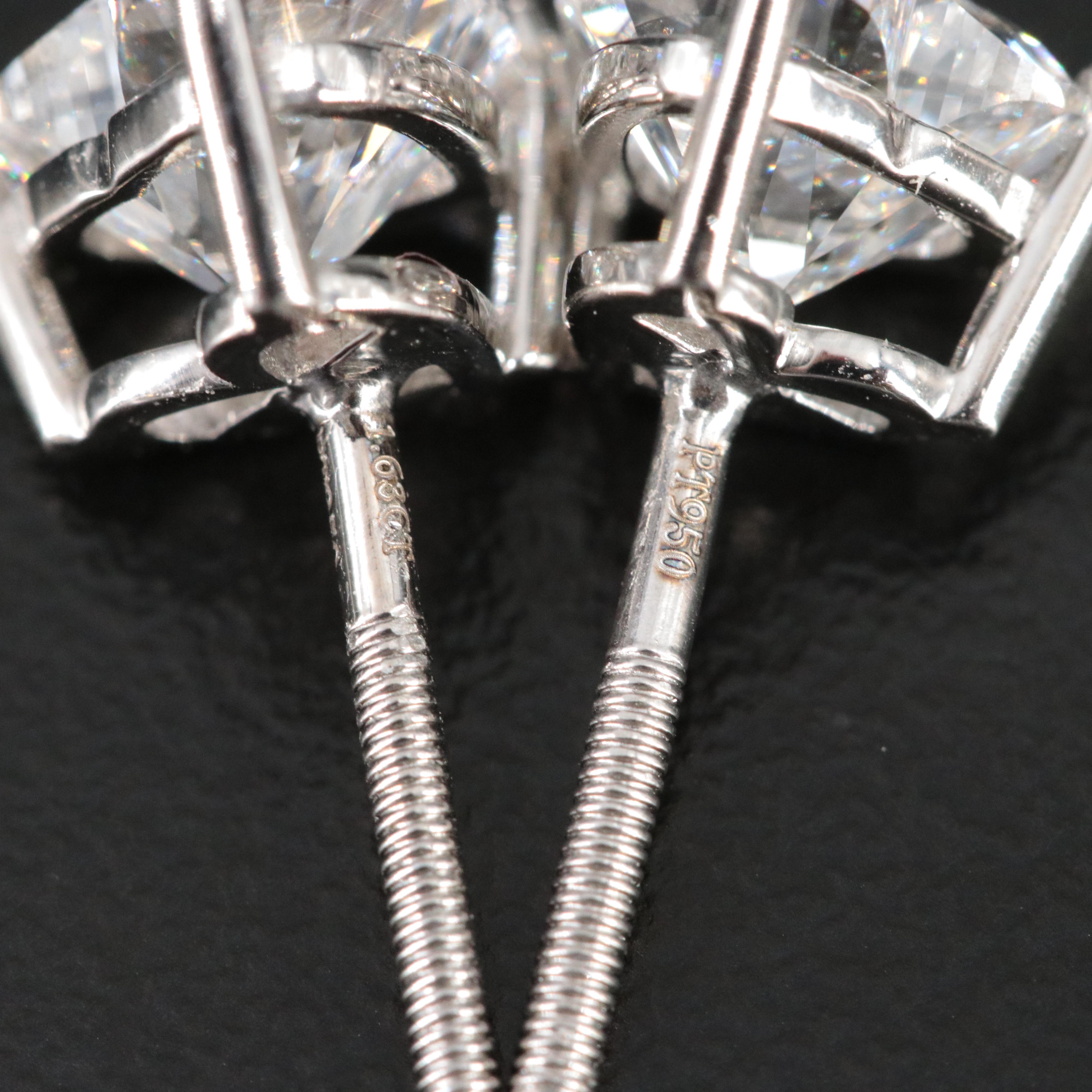 Platinum 3.22 CTW Lab Grown Diamond Heart Stud Earrings with IGI Reports