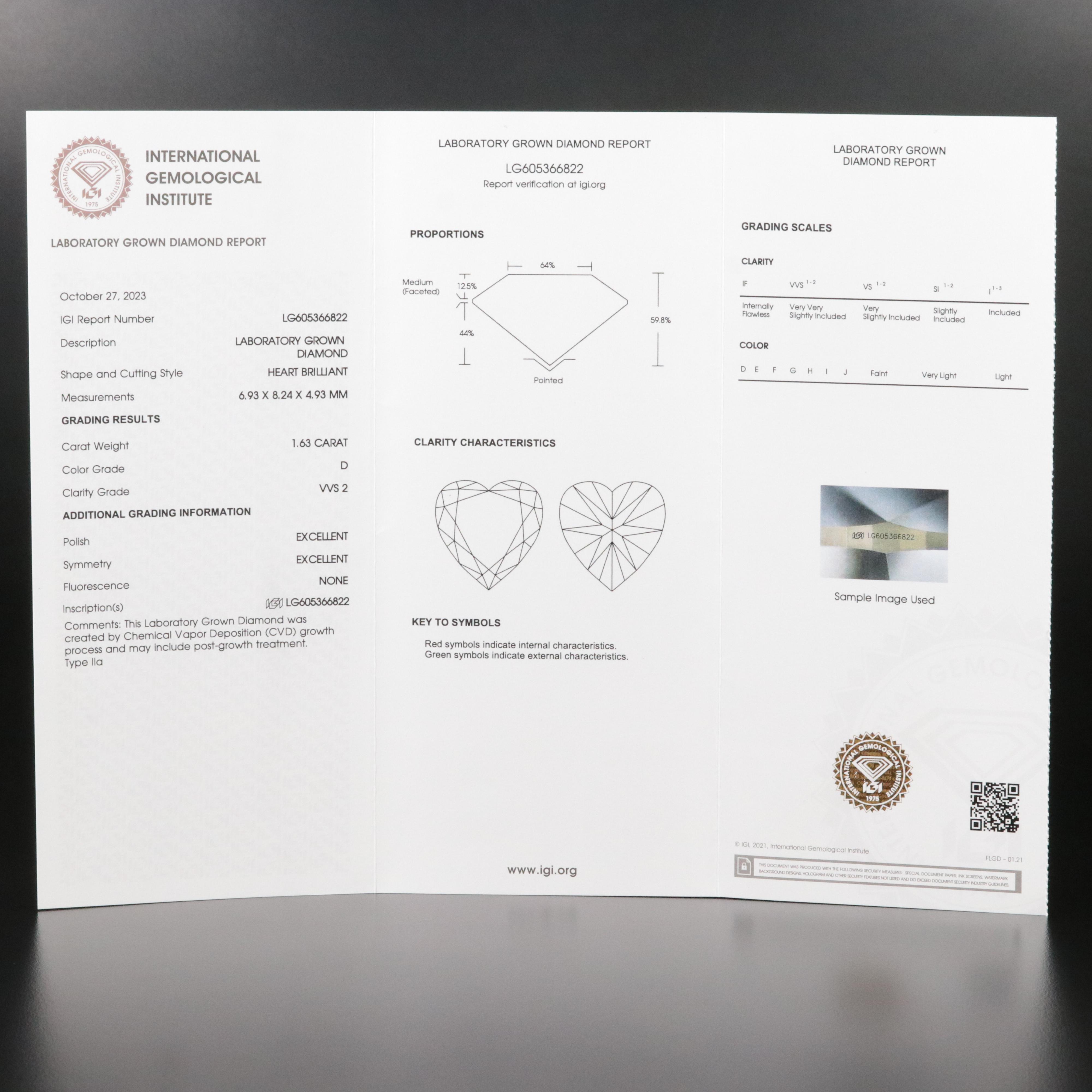 Platinum 3.22 CTW Lab Grown Diamond Heart Stud Earrings with IGI Reports