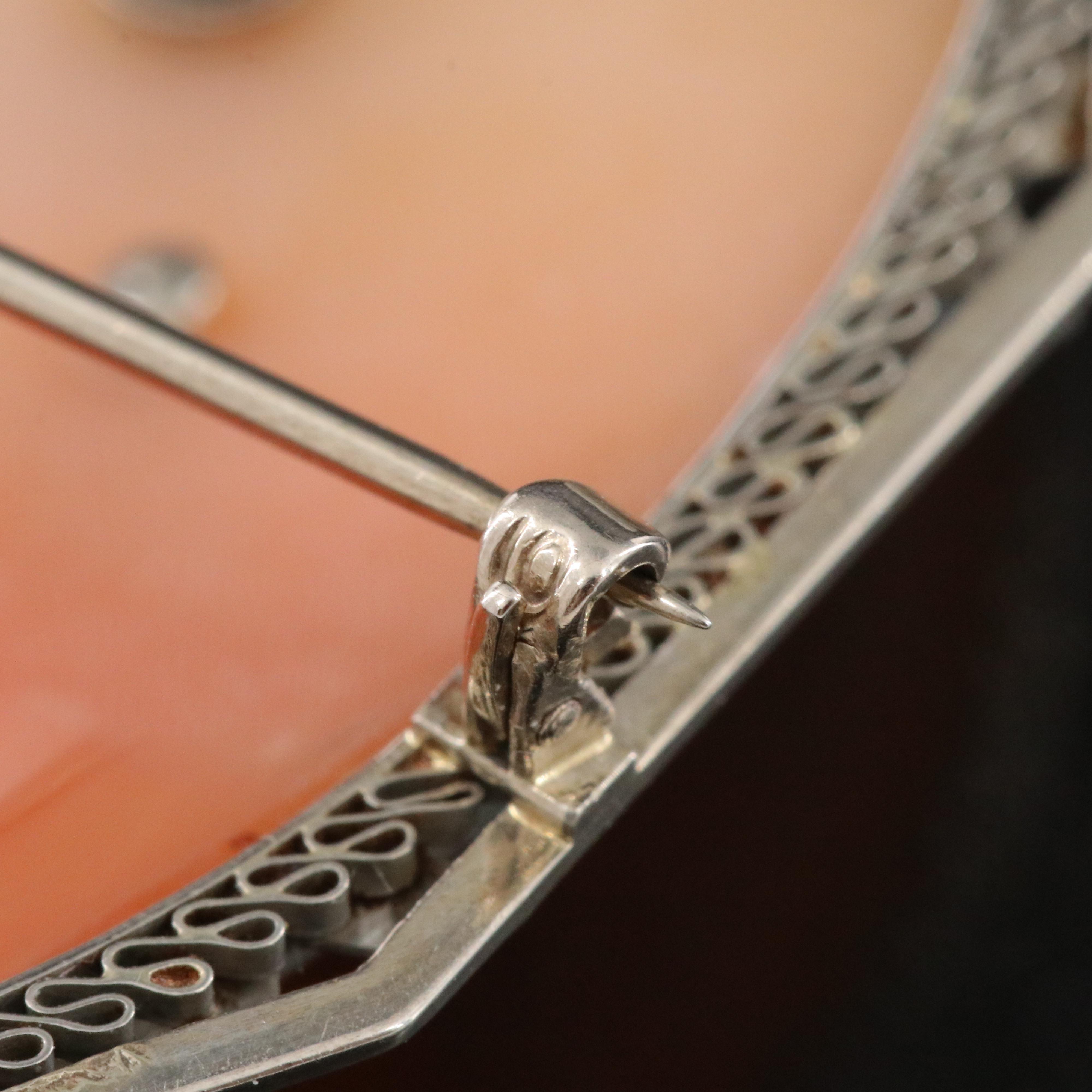 Vintage 10K Goddess Flora Habillé Shell Cameo Converter Brooch with 14K Accent