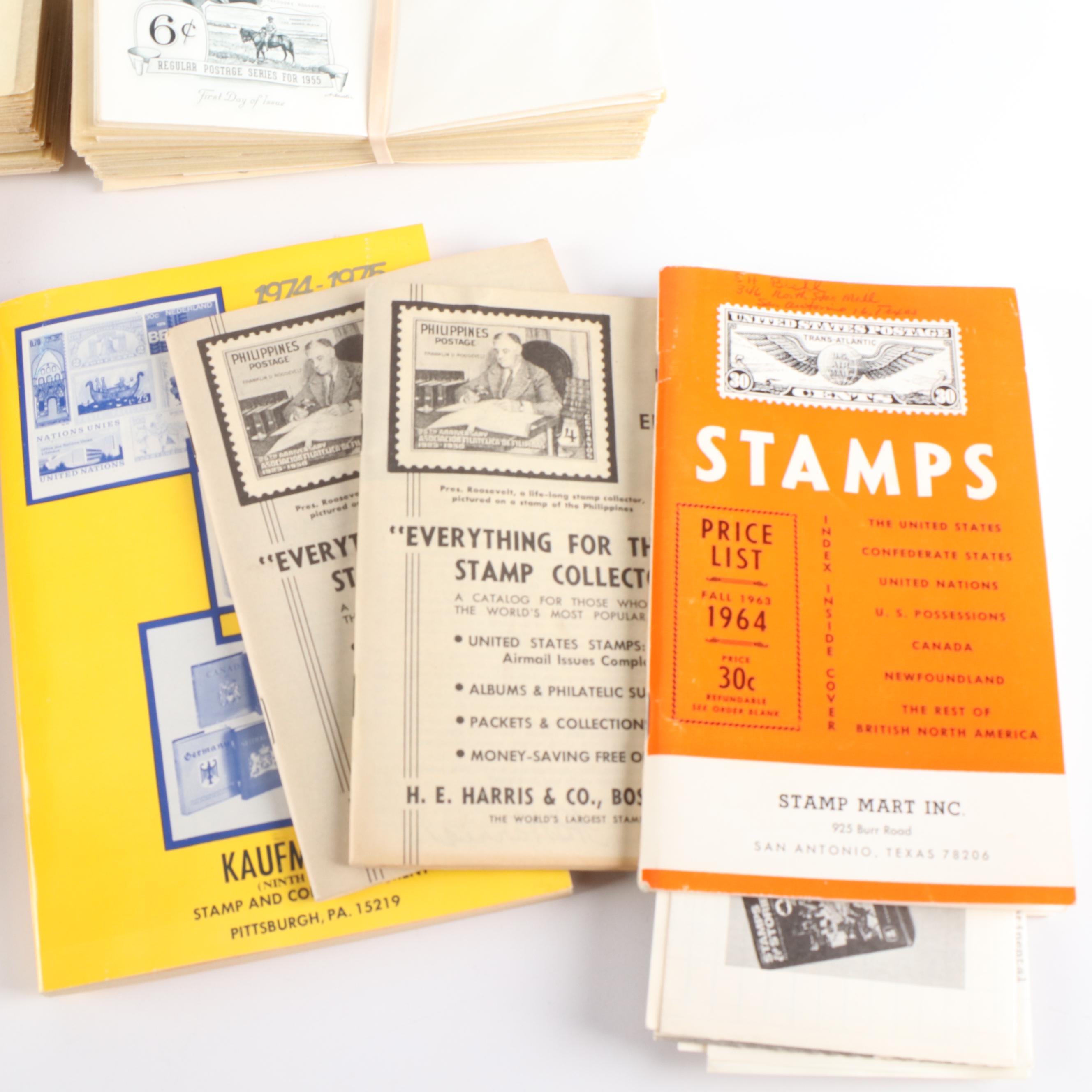 More Than 100 U.S. First Day Covers, 5 Catalogues, and Other Stamps