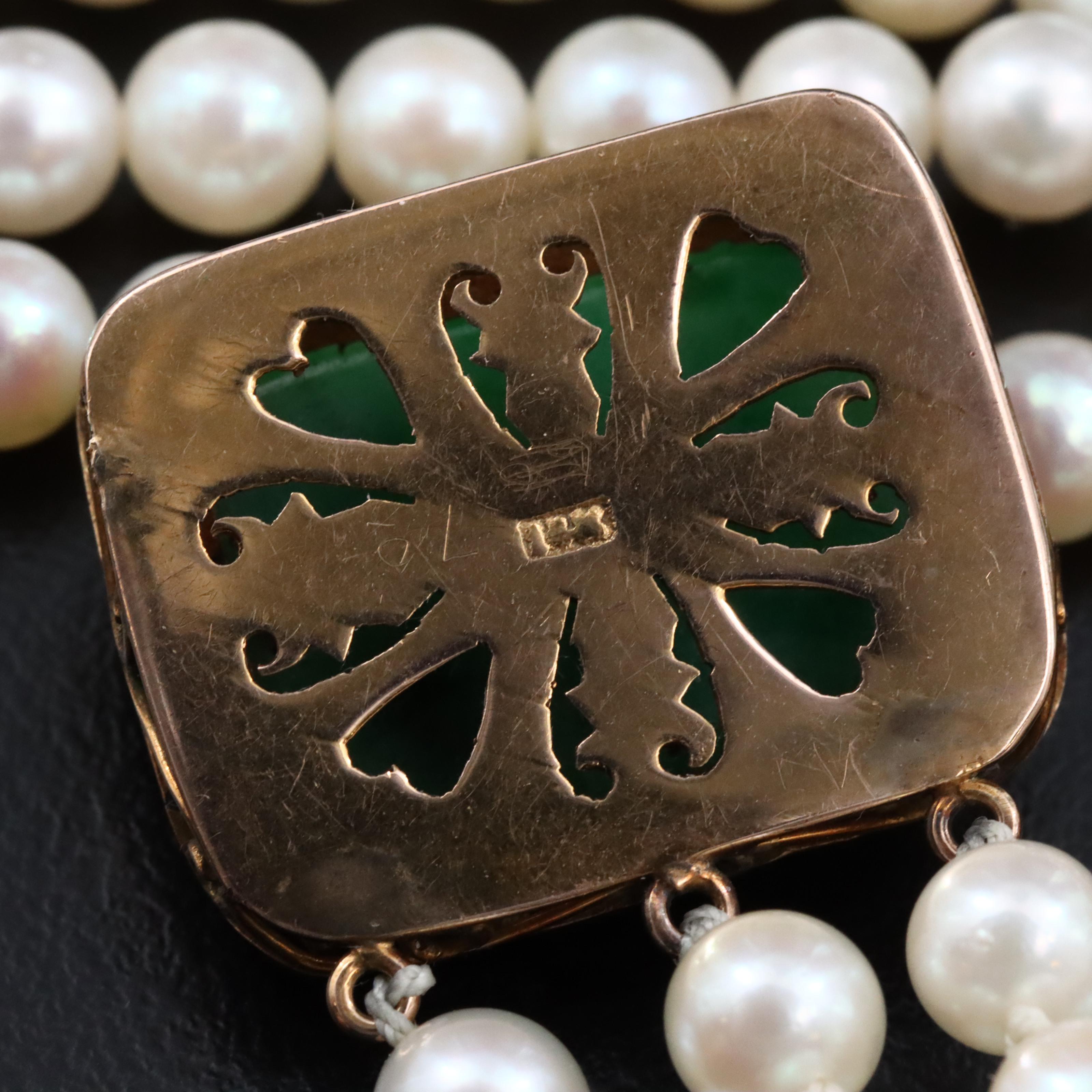 10K Jadeite and Pearl Bracelet