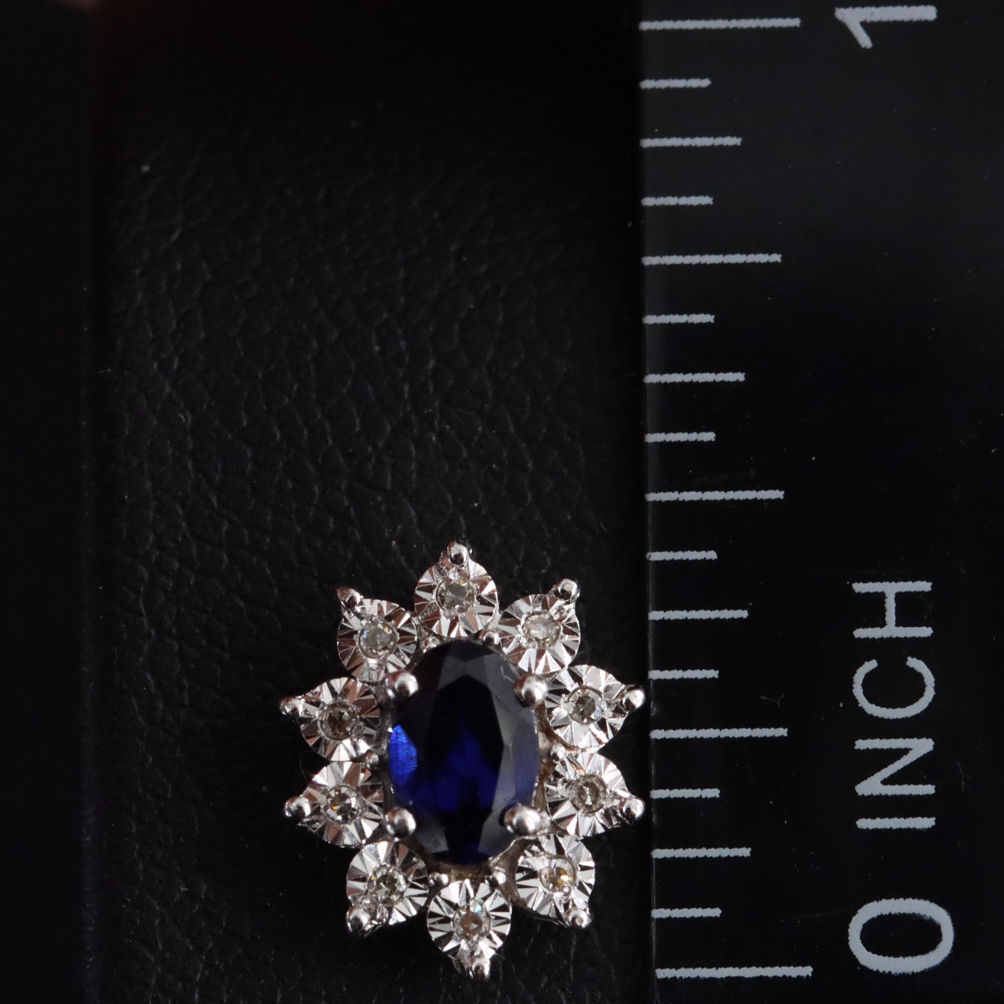 Sterling Sapphire and Diamond Earrings