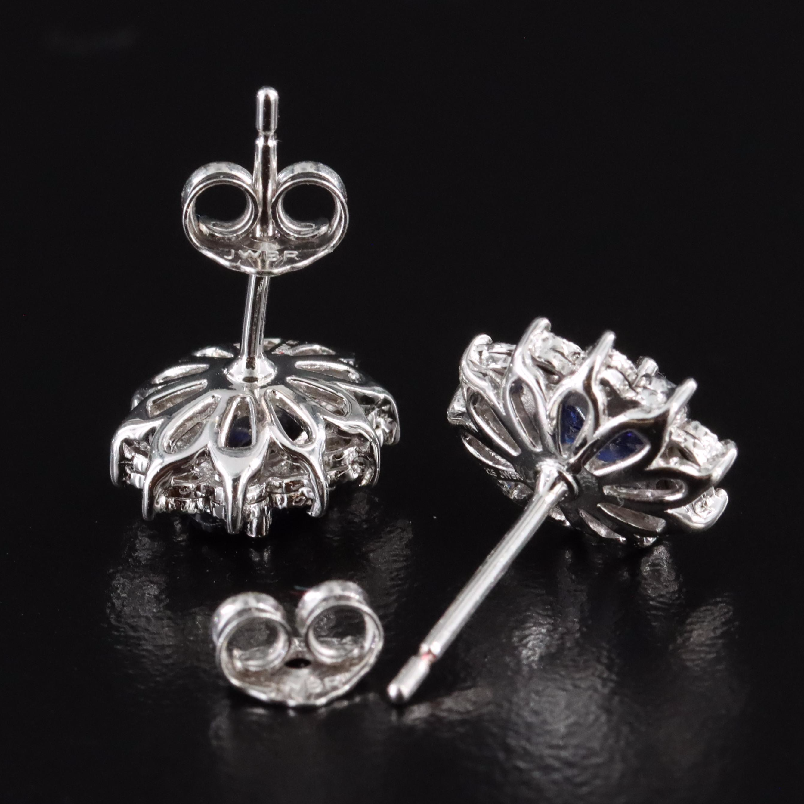 Sterling Sapphire and Diamond Earrings