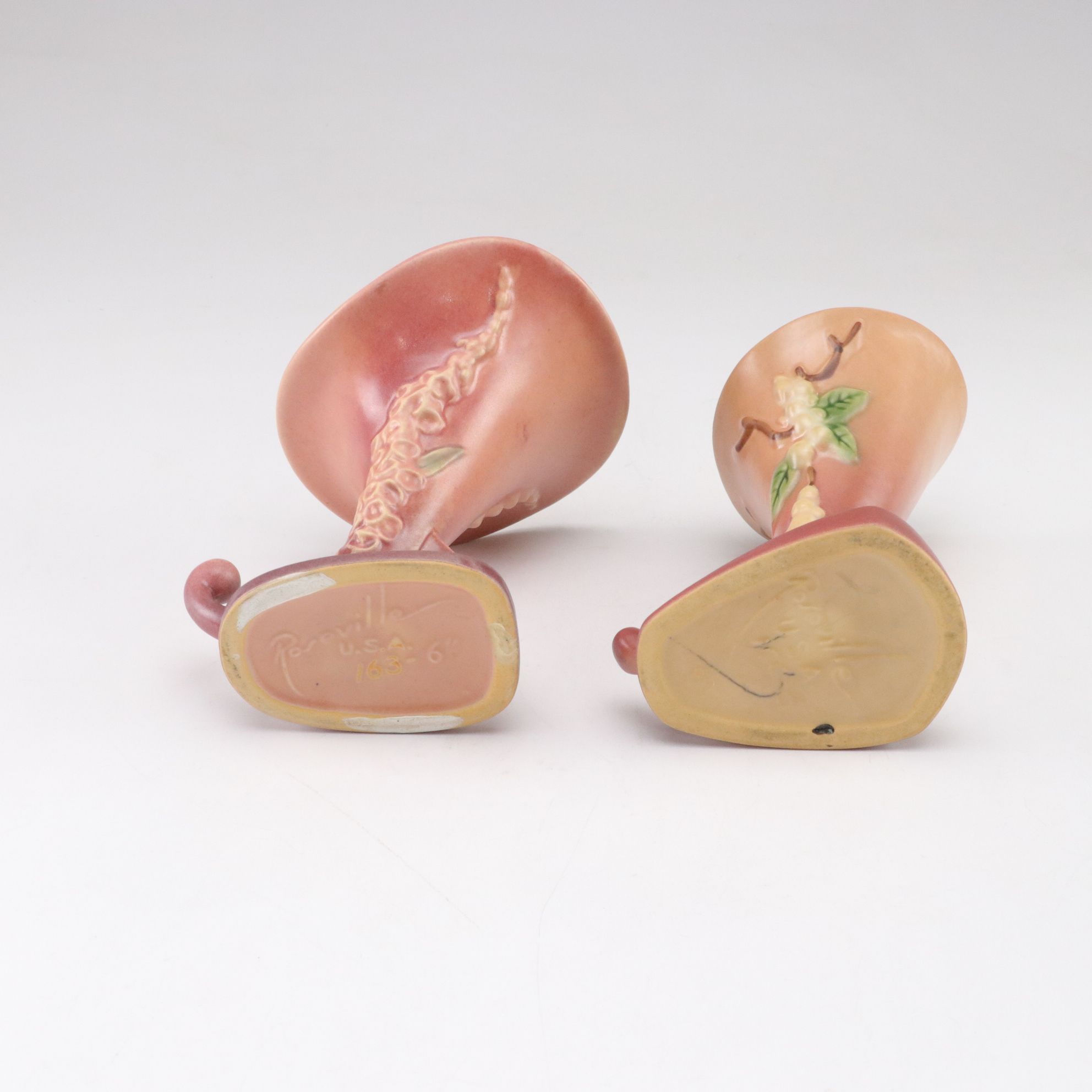 Roseville "Foxglove" & "Snowberry" Cornucopias with Other Vases