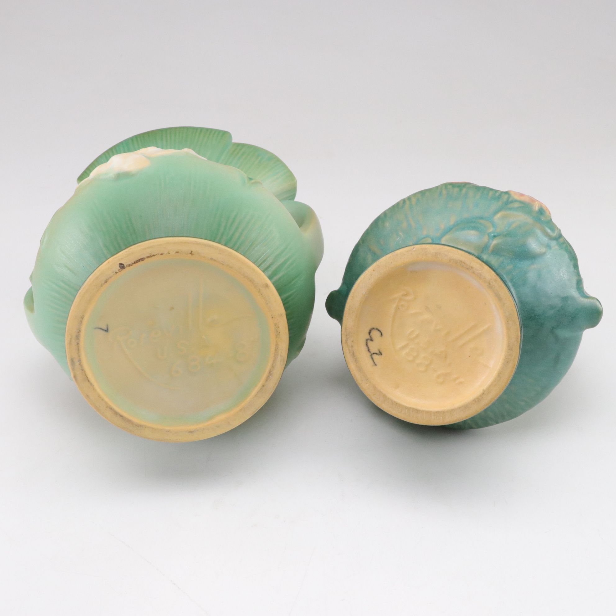 Roseville "Foxglove" & "Snowberry" Cornucopias with Other Vases