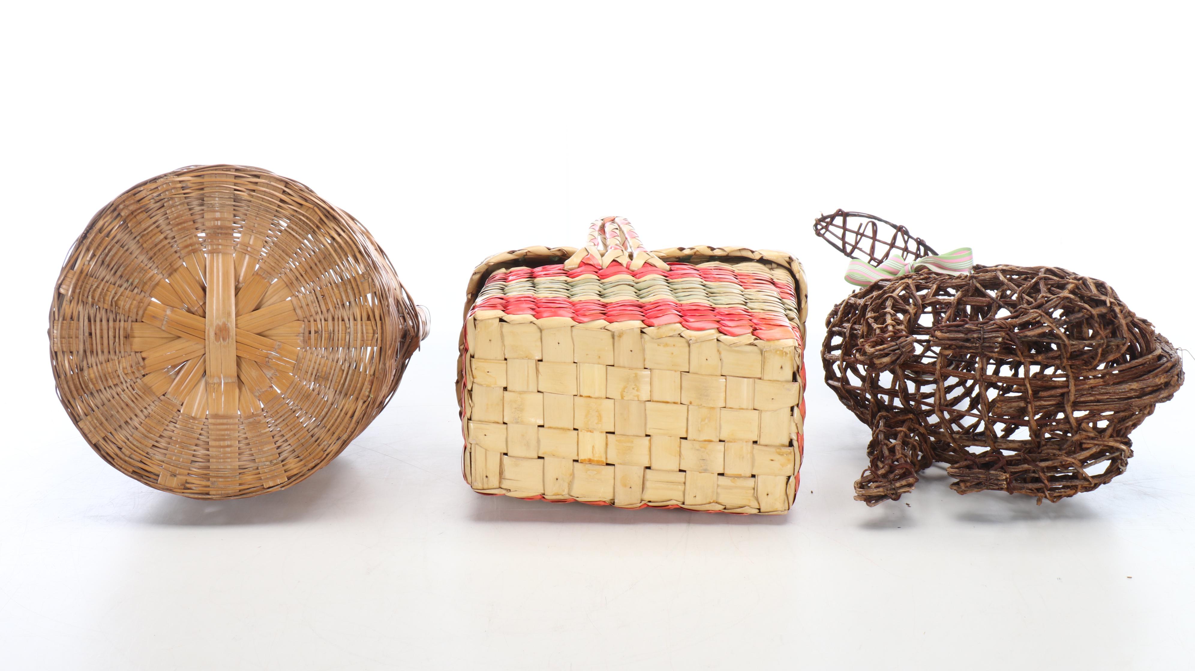 Ceramic Bunny and Cabbage Bowl and Shakers with Other Easter Décor