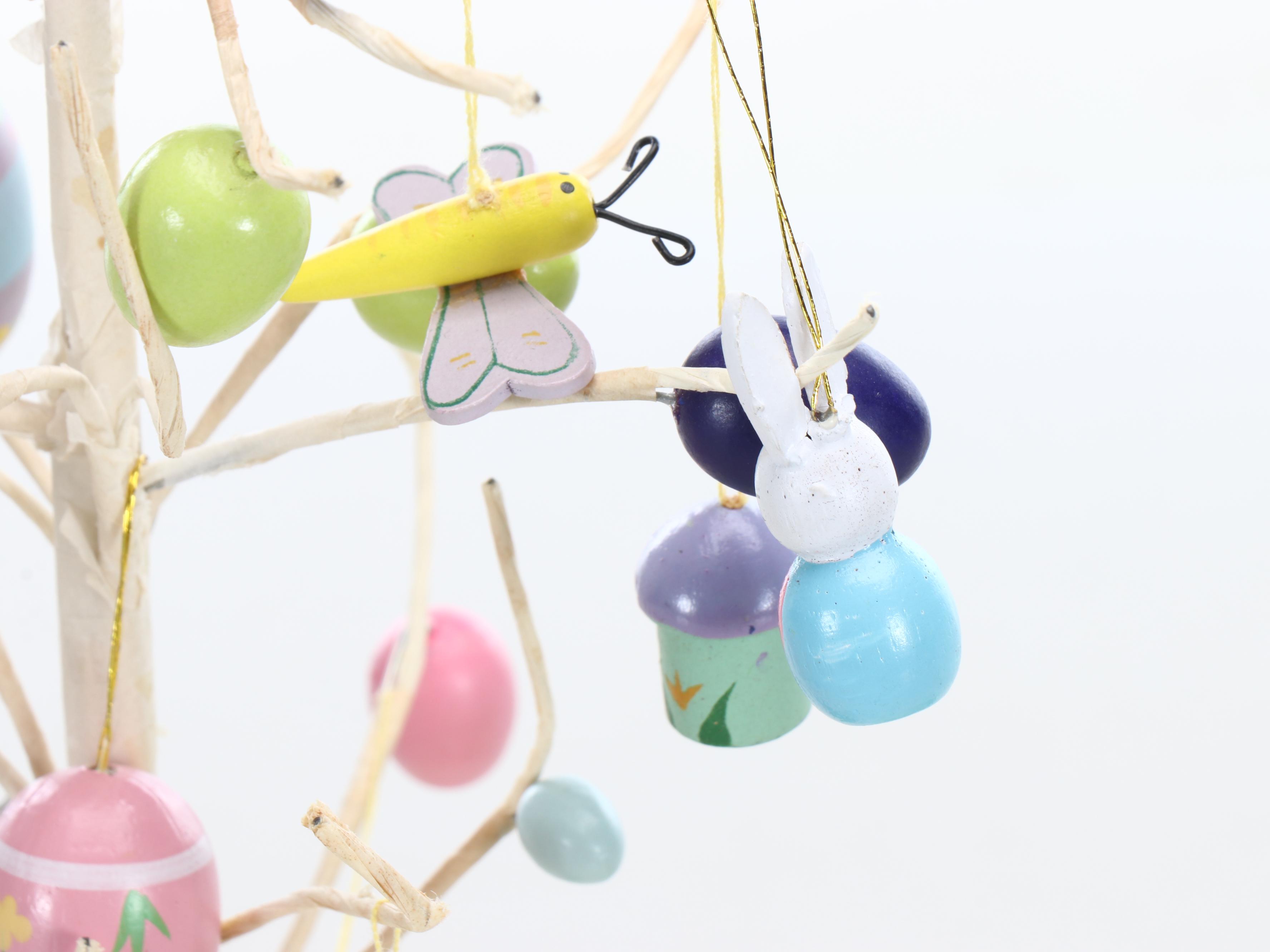 Ceramic Bunny and Cabbage Bowl and Shakers with Other Easter Décor