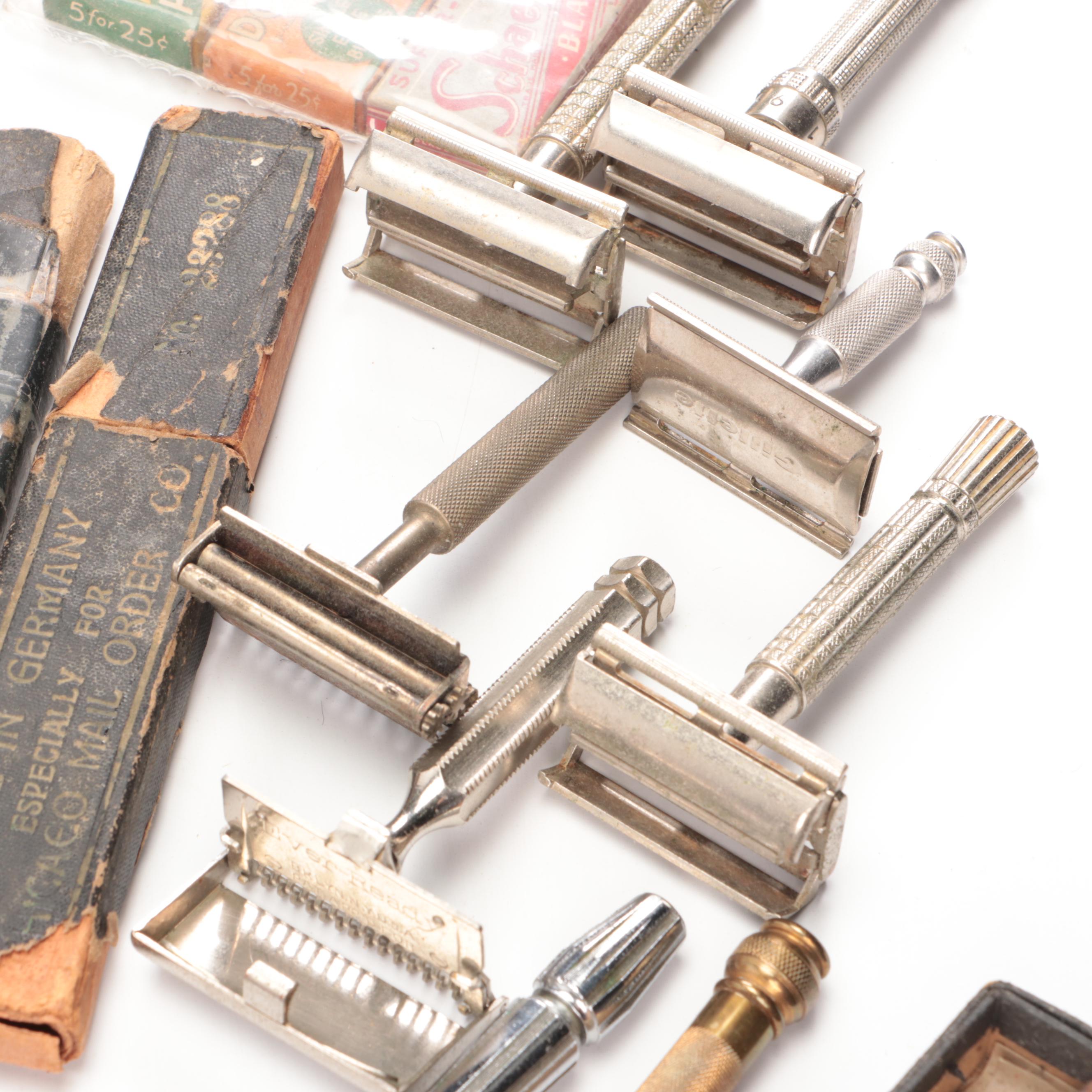Schick, Genco, Rhodes and More Straight Razors with Shaving Accessories