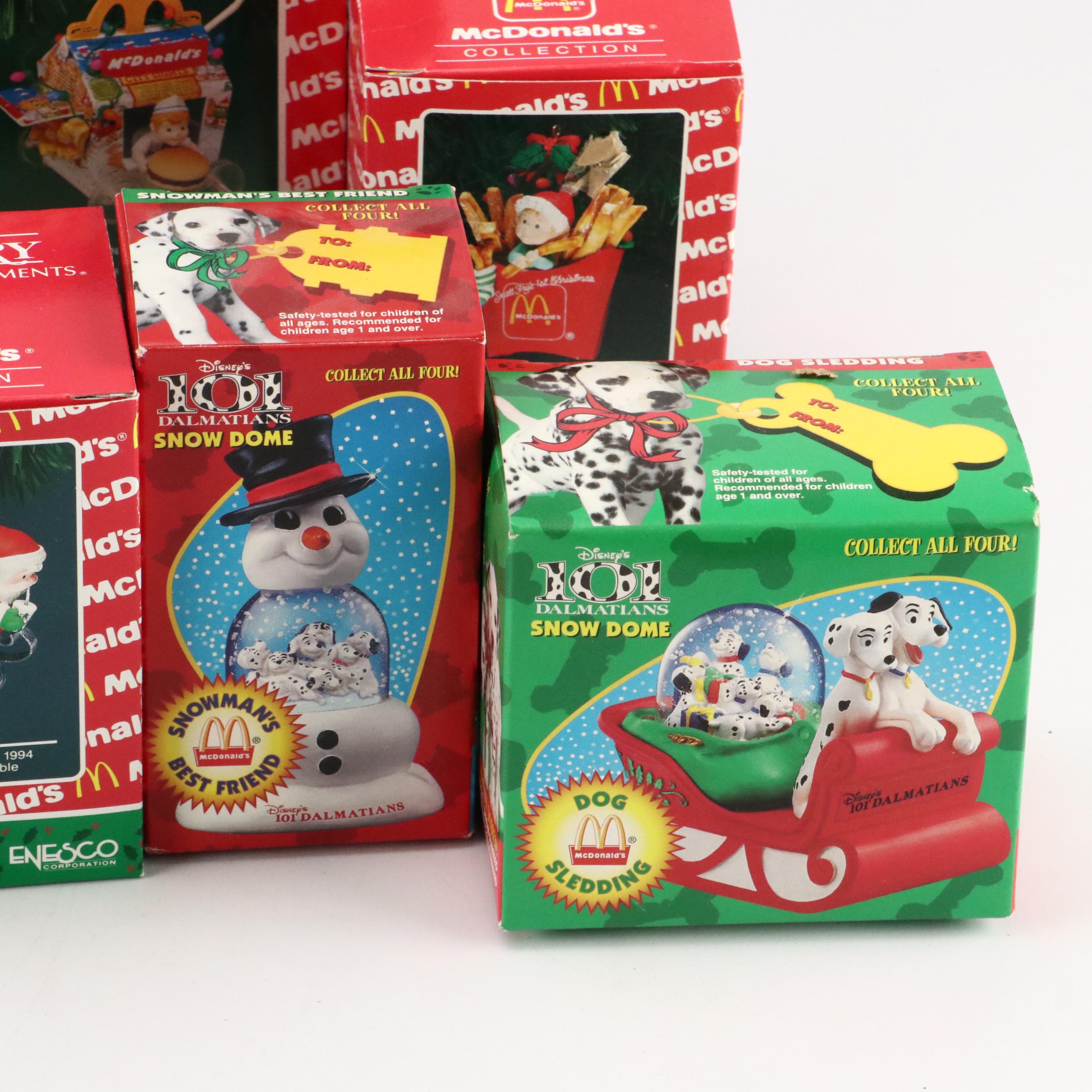 McDonald's Snow Globes and Enesco McDonald's Collection Christmas Ornaments
