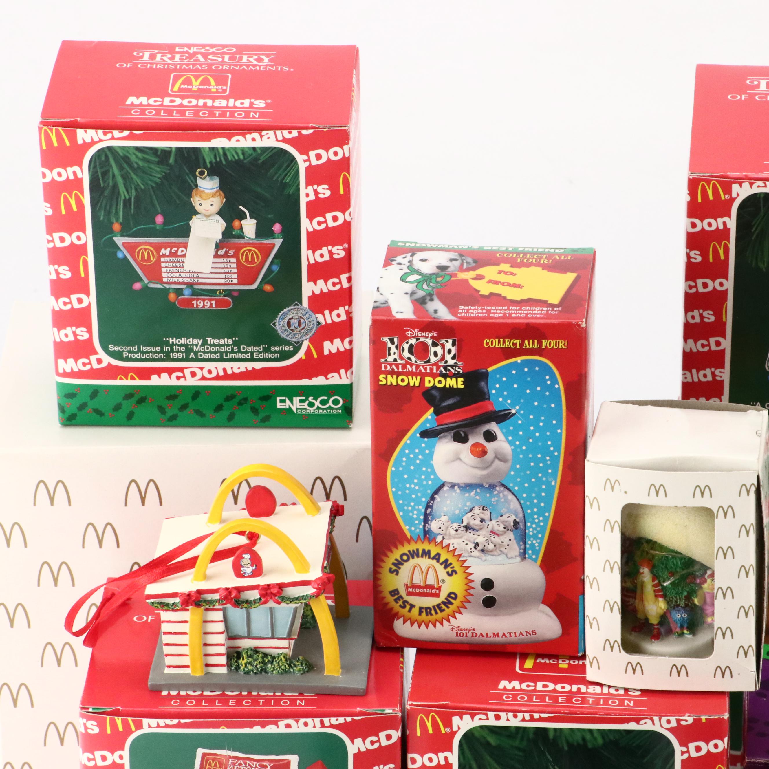 McDonald's Snow Globes and Enesco McDonald's Collection Christmas Ornaments