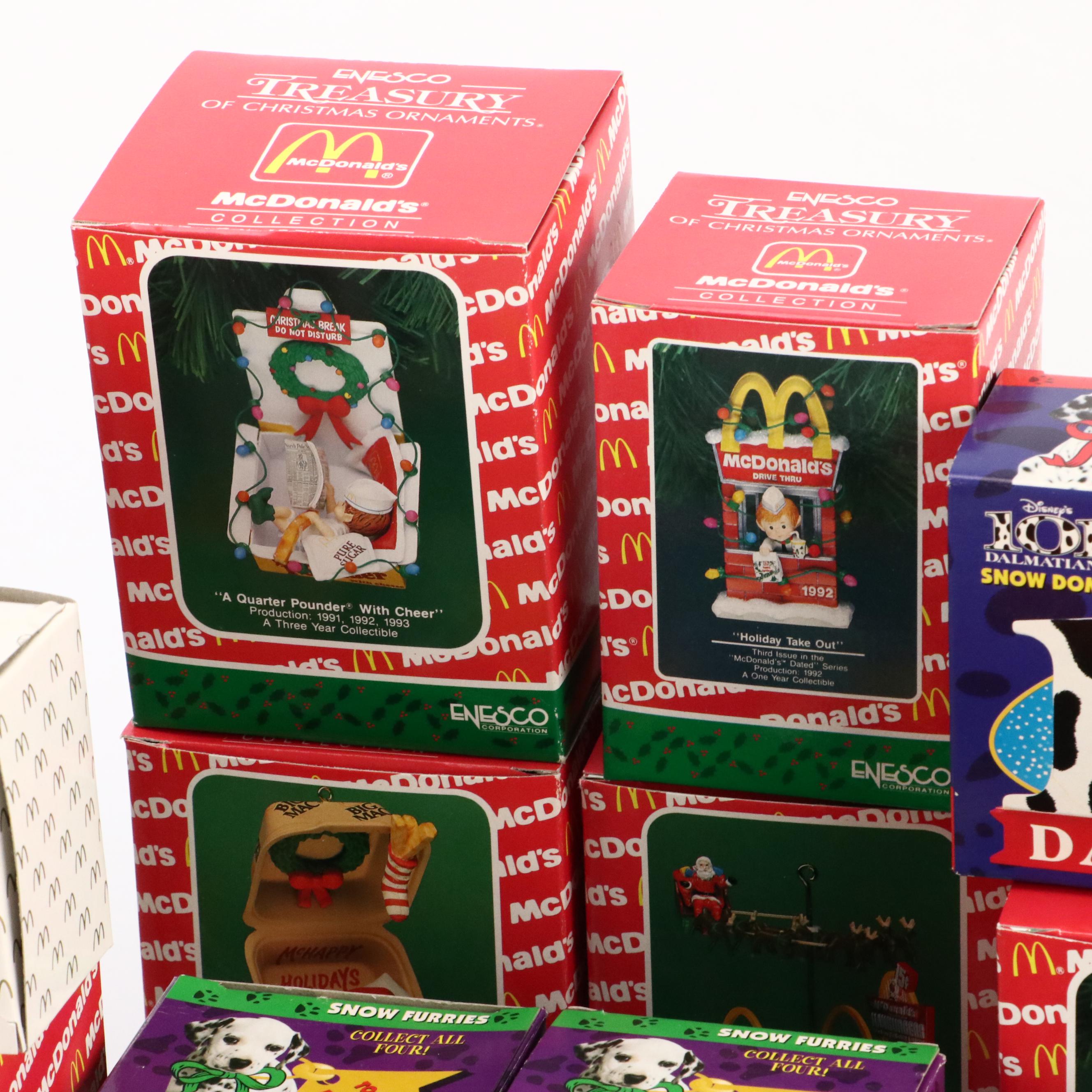 McDonald's Snow Globes and Enesco McDonald's Collection Christmas Ornaments