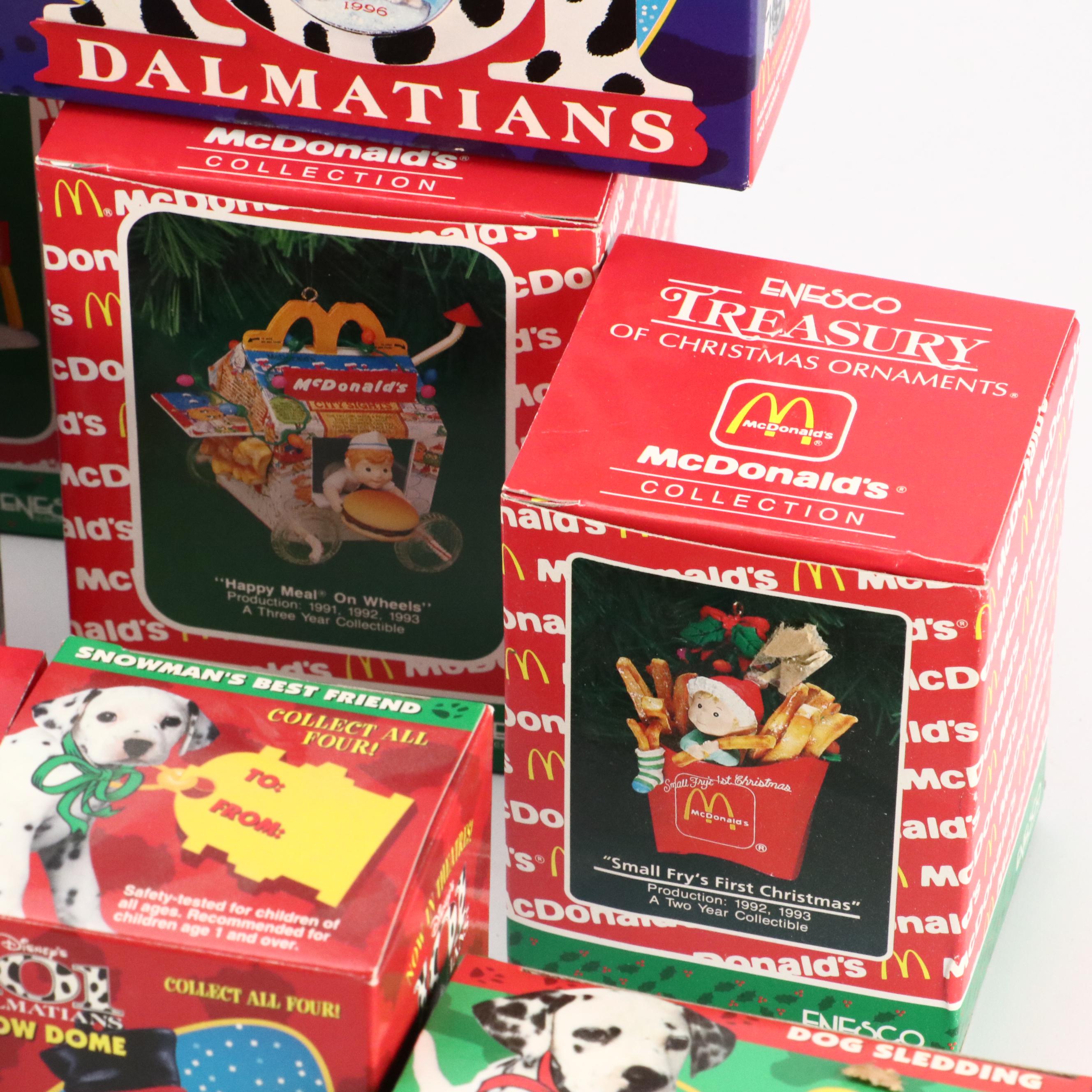 McDonald's Snow Globes and Enesco McDonald's Collection Christmas Ornaments