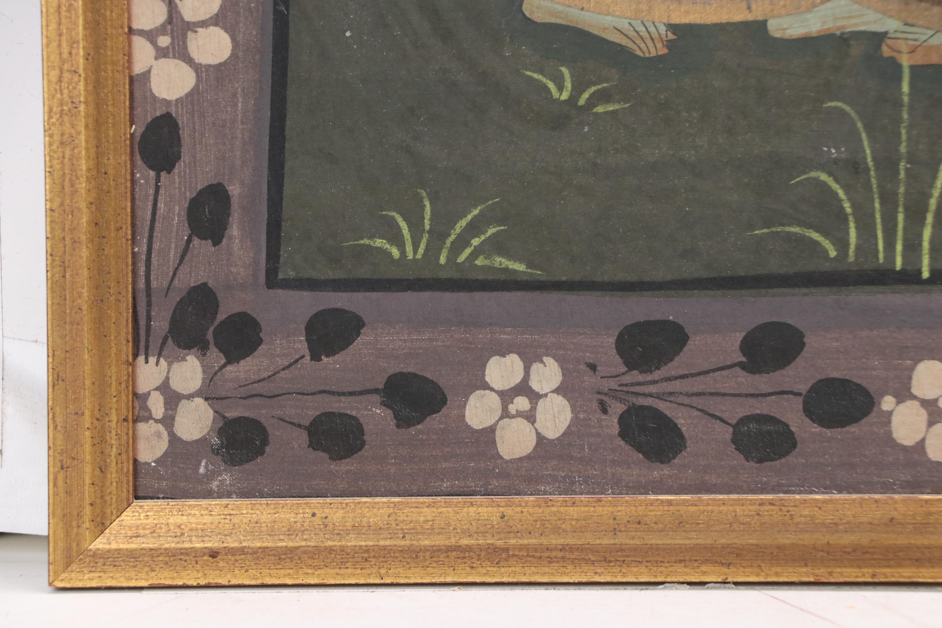 Indian Gouache Painting of Radha Krishna With Gopis, 20th Century