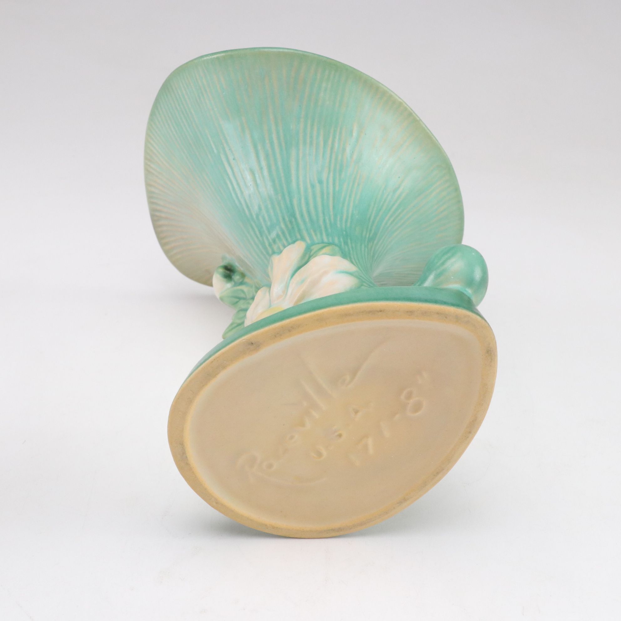 Roseville and Weller Cornucopia Vases and Hull Pottery Pitcher, Mid-20th Century