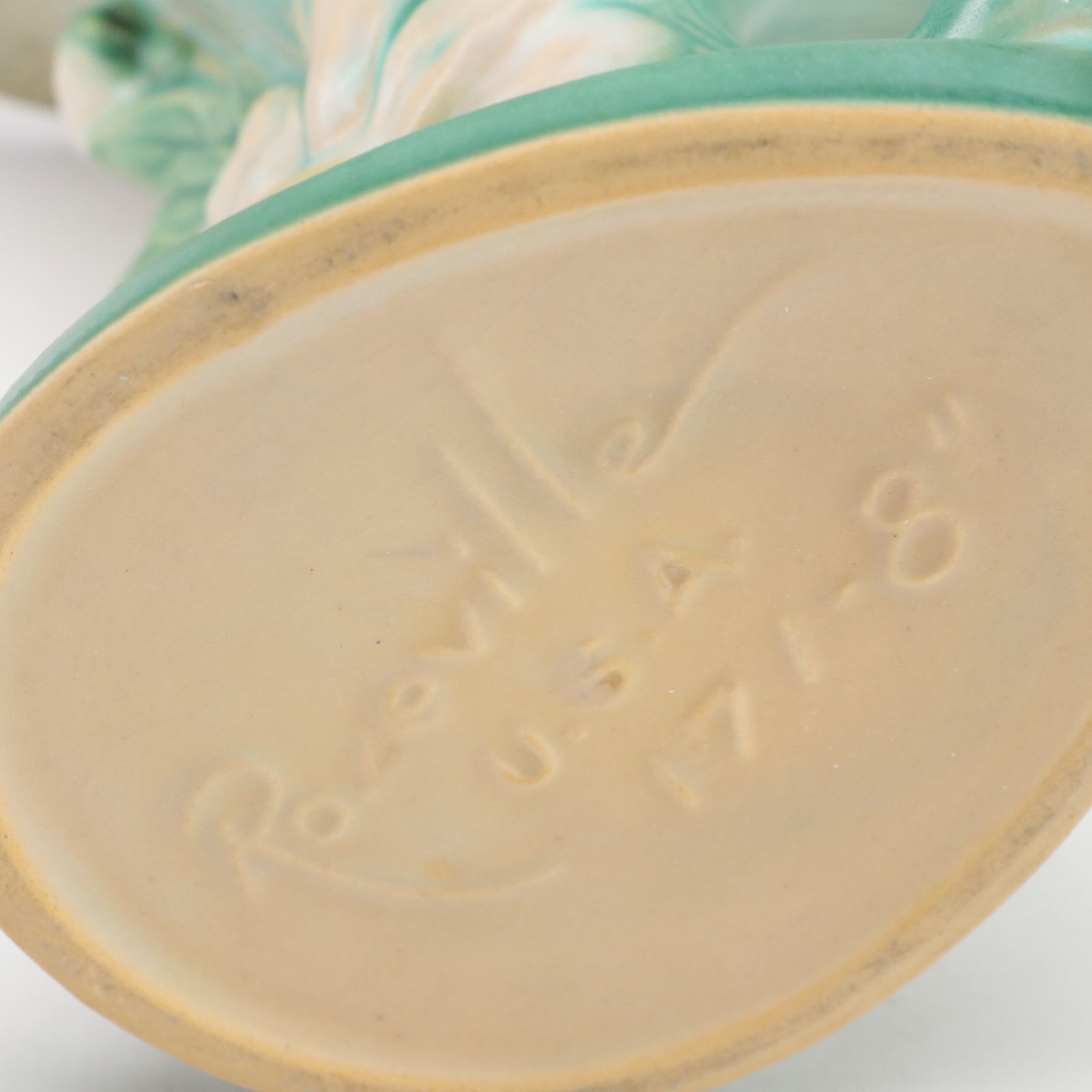 Roseville and Weller Cornucopia Vases and Hull Pottery Pitcher, Mid-20th Century