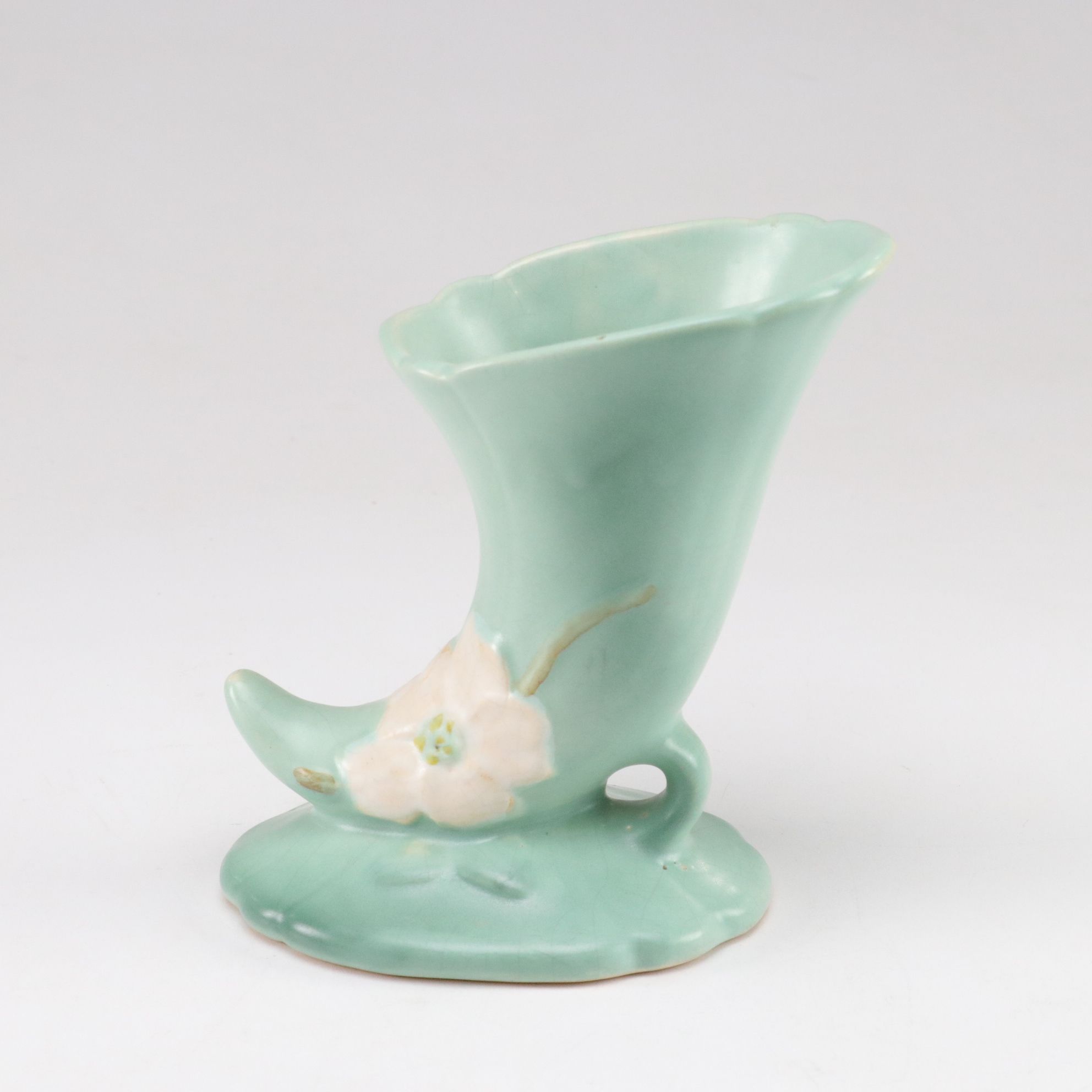 Roseville and Weller Cornucopia Vases and Hull Pottery Pitcher, Mid-20th Century