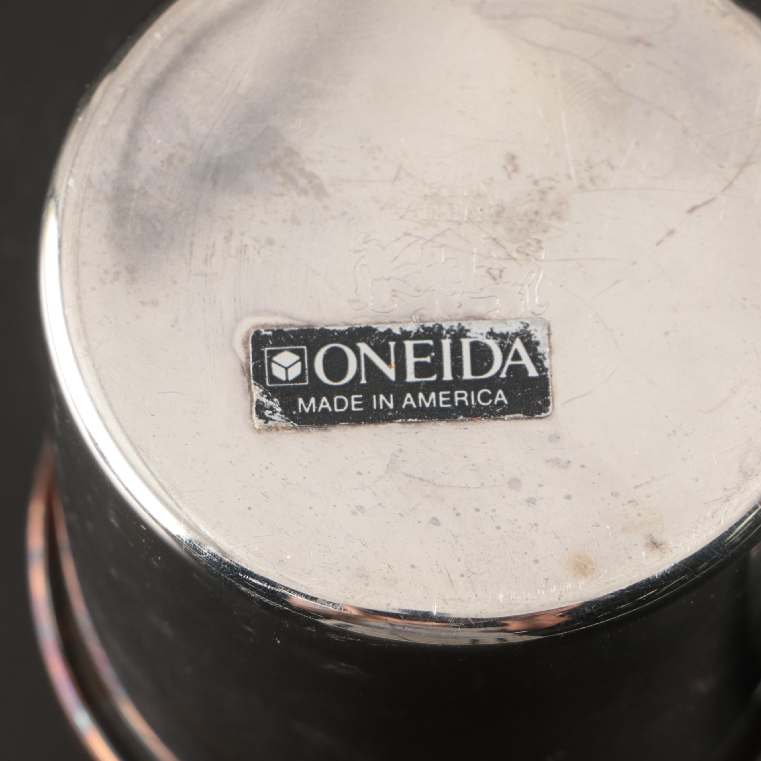 Oneida Silver Plate Cup, Silver Plate Casserole Holders, and More Serveware