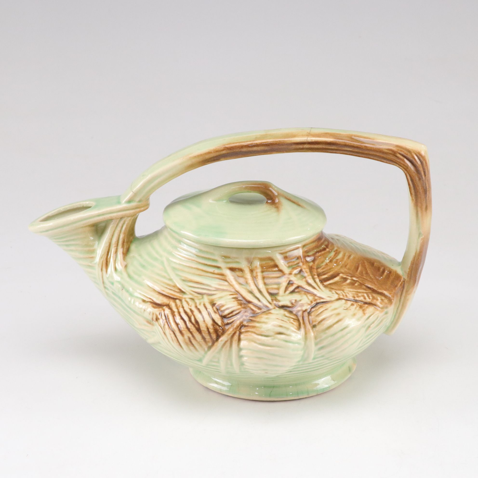 McCoy Pottery "Pinecone" Teapot, Creamer and Sugar, Mid-20th Century