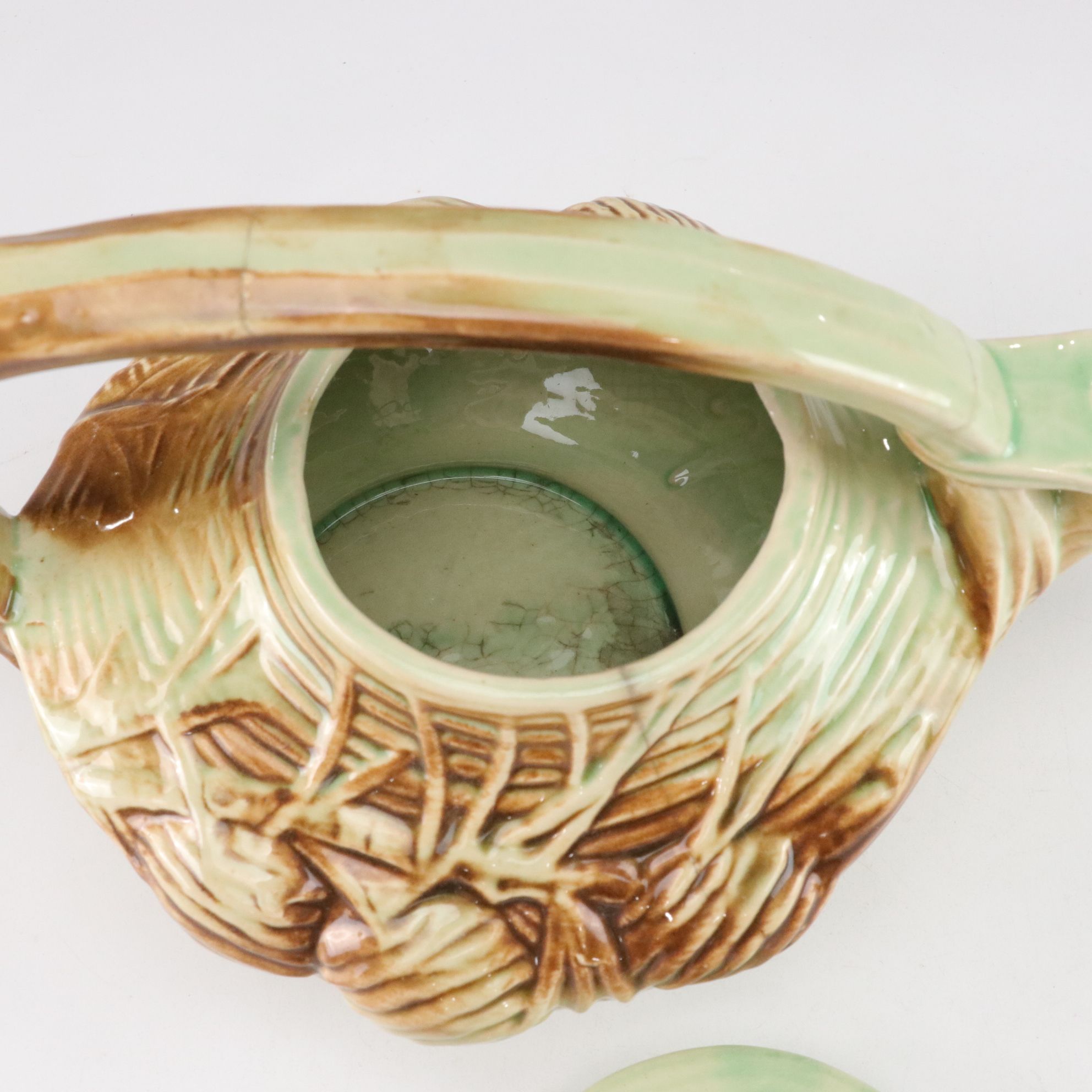 McCoy Pottery "Pinecone" Teapot, Creamer and Sugar, Mid-20th Century