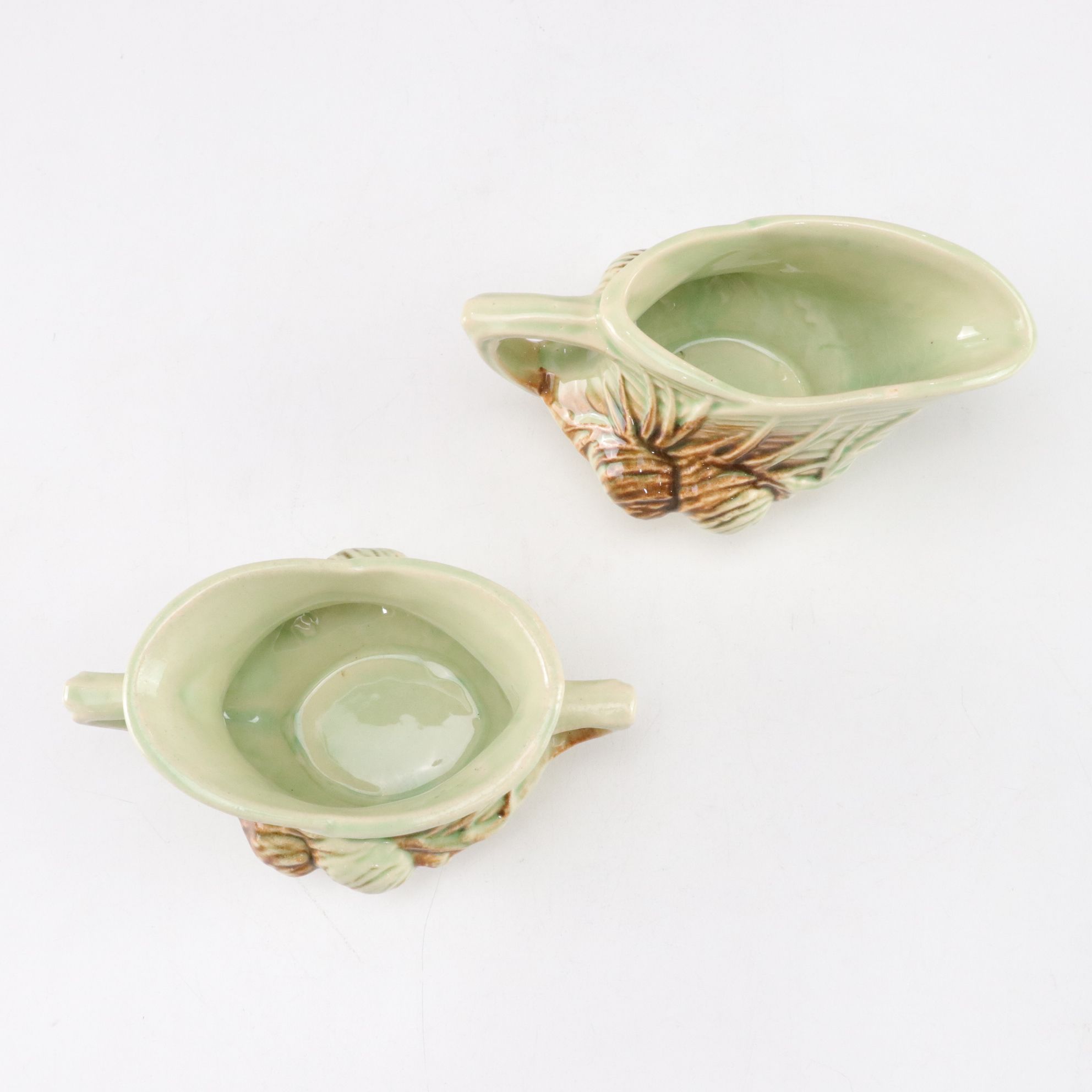 McCoy Pottery "Pinecone" Teapot, Creamer and Sugar, Mid-20th Century