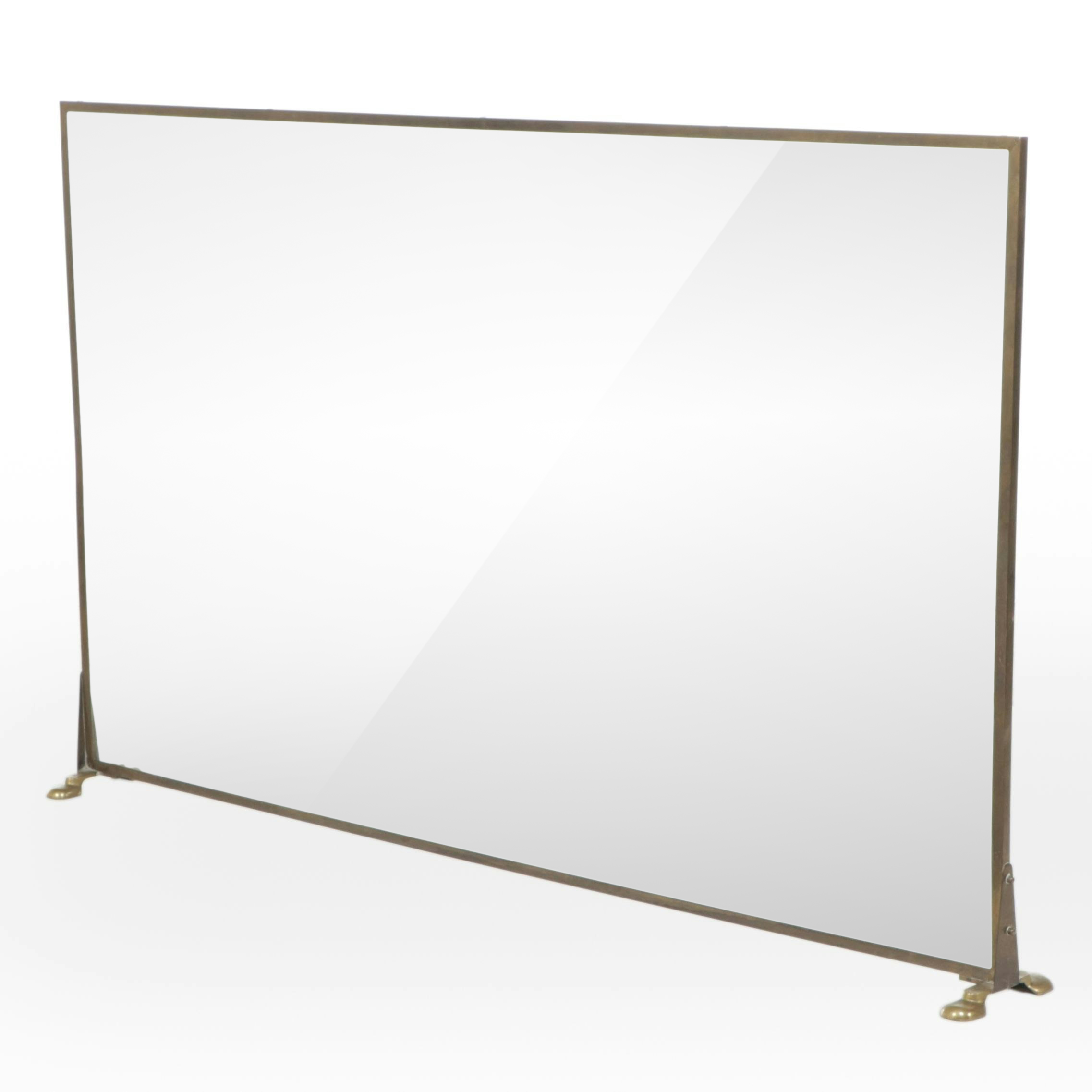 Wyeth Glass Fireplace Screen with Brass Frame
