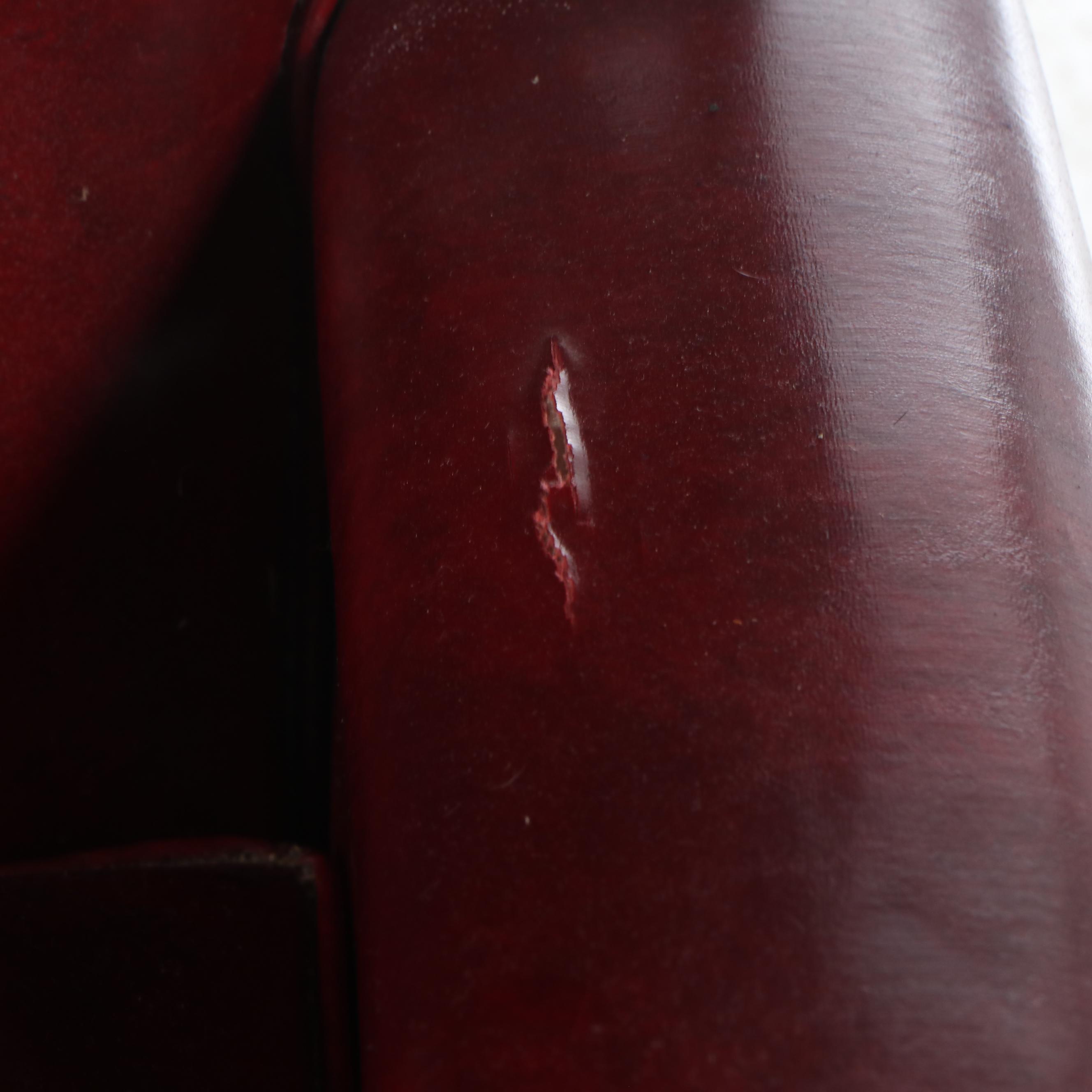 Pair of Thomas Furniture Red Faux Leather Upholstered Club Chairs, Mid-20th C.