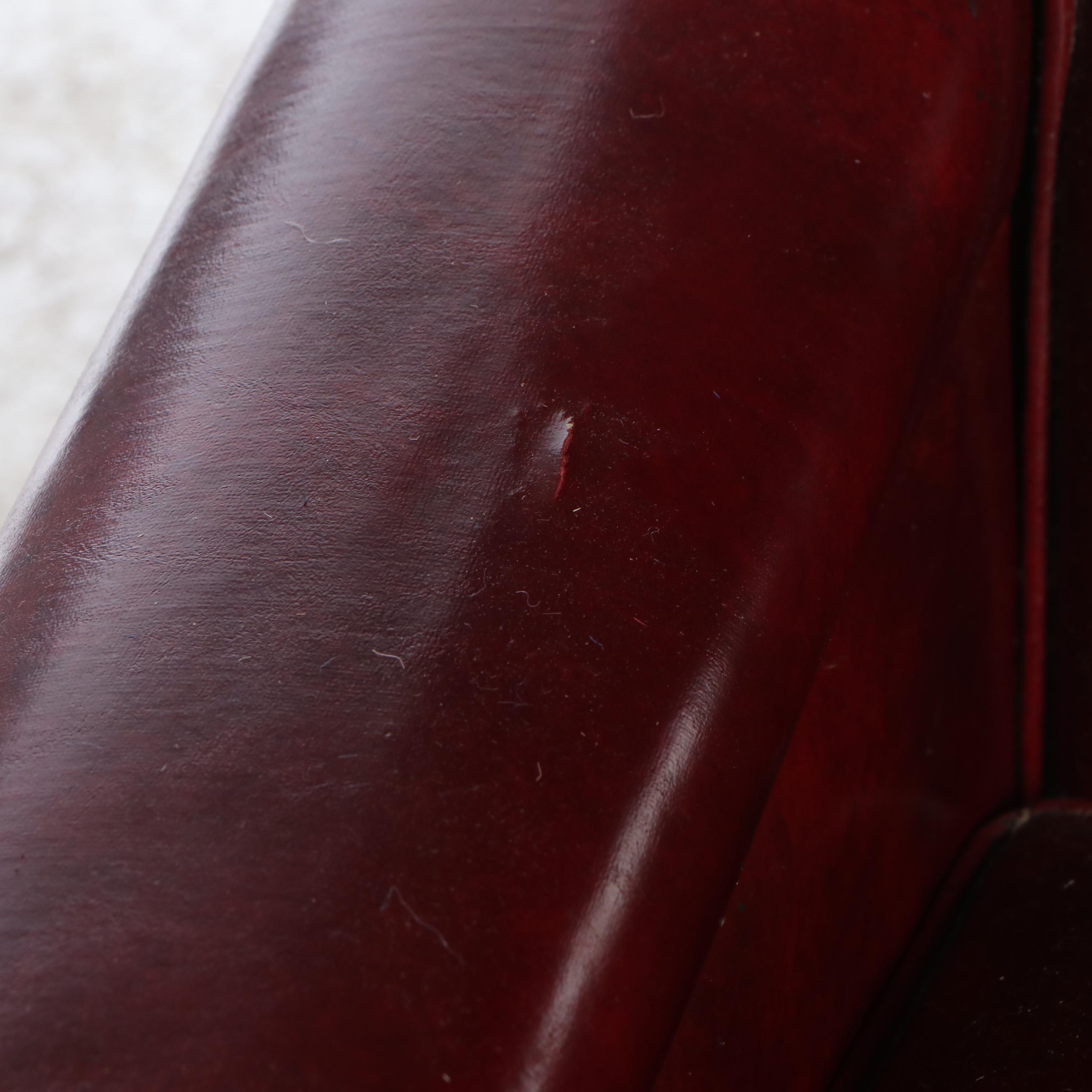 Pair of Thomas Furniture Red Faux Leather Upholstered Club Chairs, Mid-20th C.
