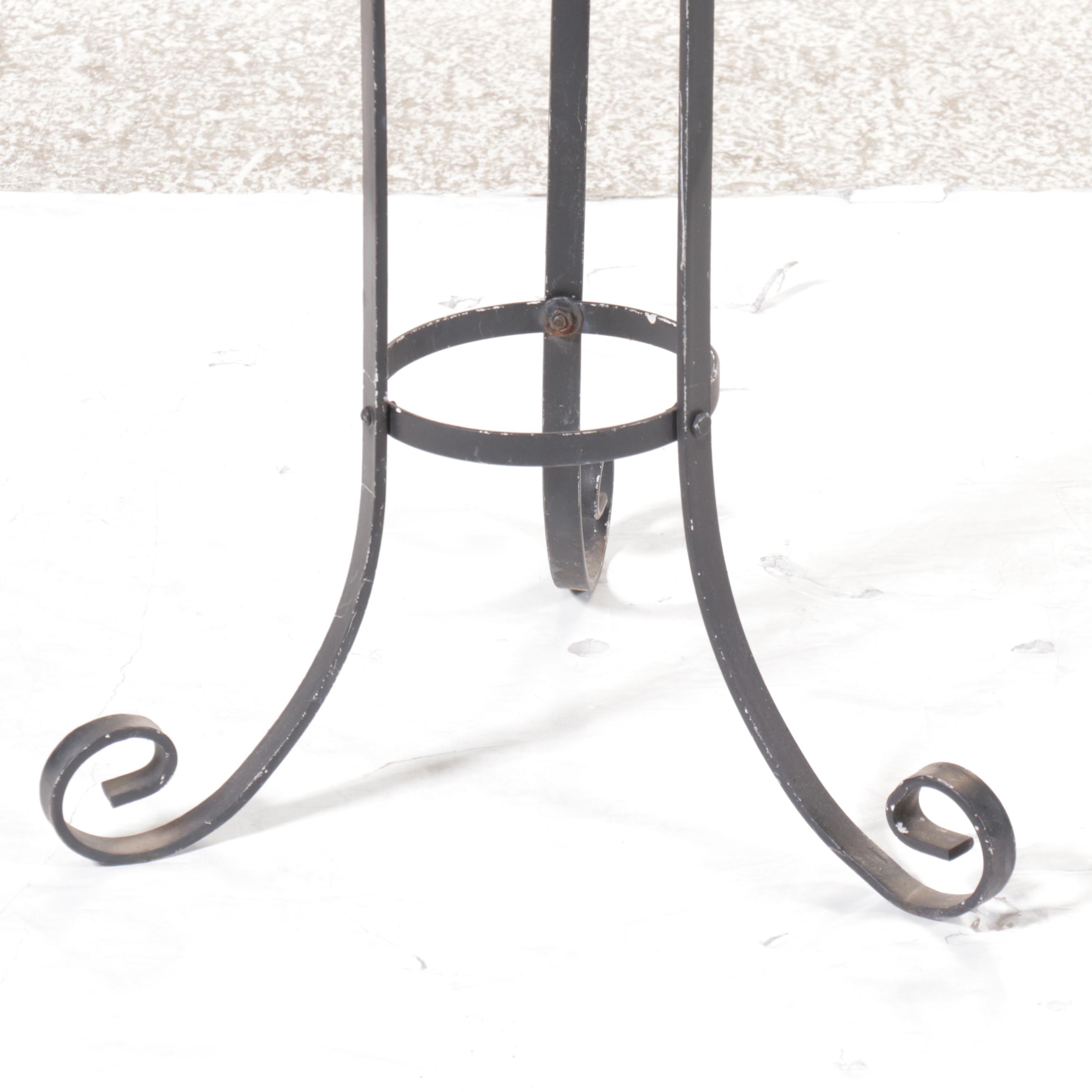Cast Metal Plant Stands with Wine Rack