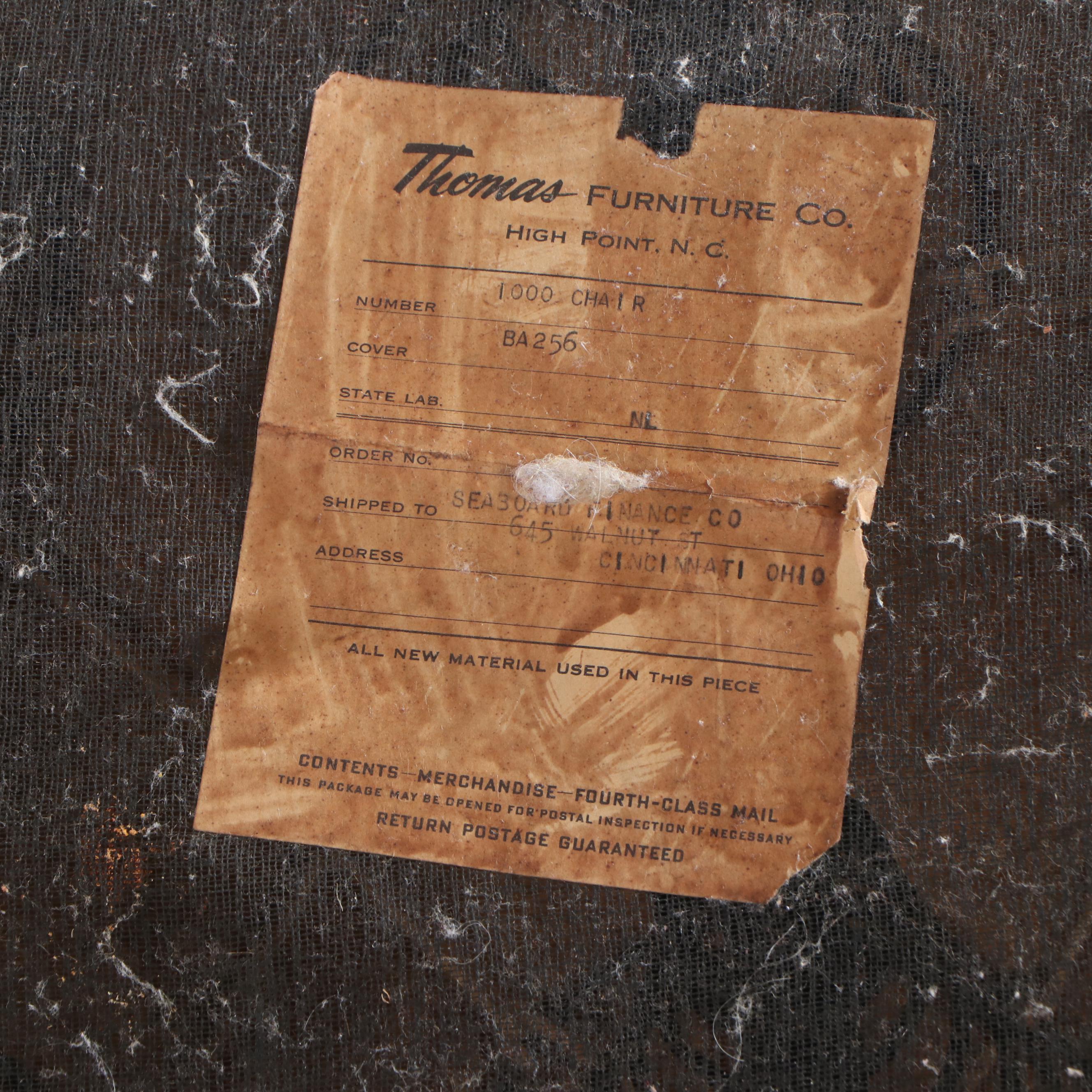 Pair of Thomas Furniture Red Faux Leather Upholstered Club Chairs, Mid-20th C.