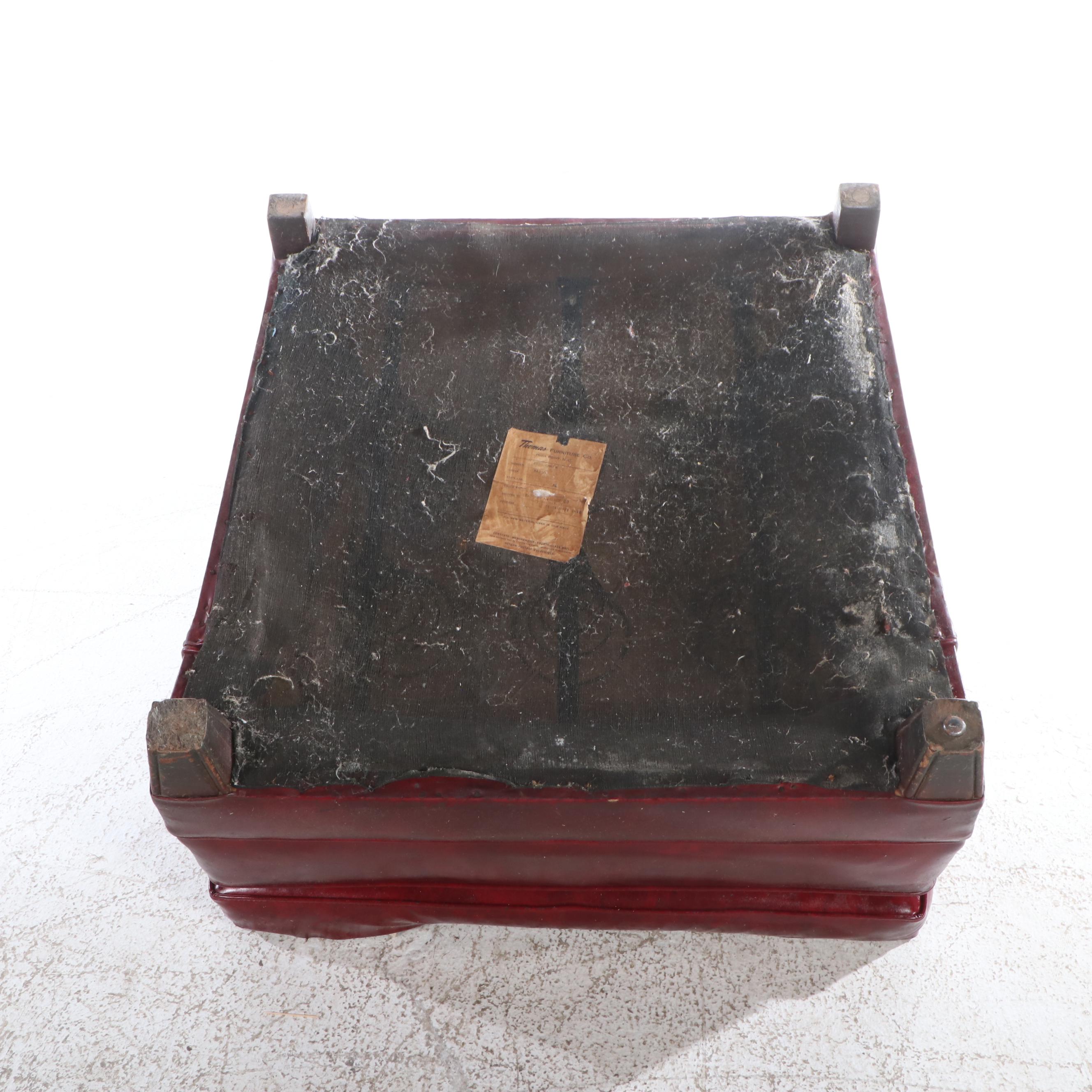 Pair of Thomas Furniture Red Faux Leather Upholstered Club Chairs, Mid-20th C.