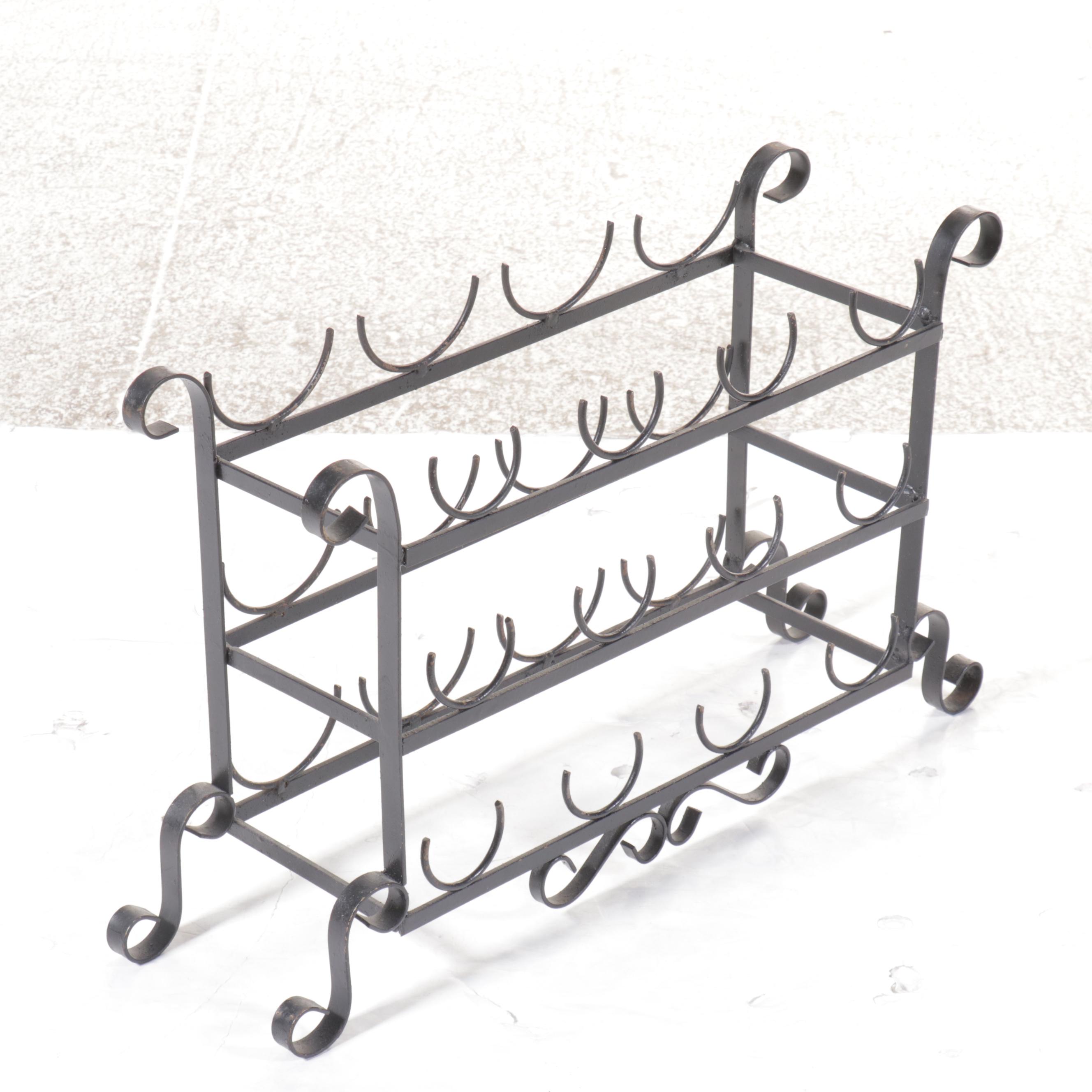 Cast Metal Plant Stands with Wine Rack