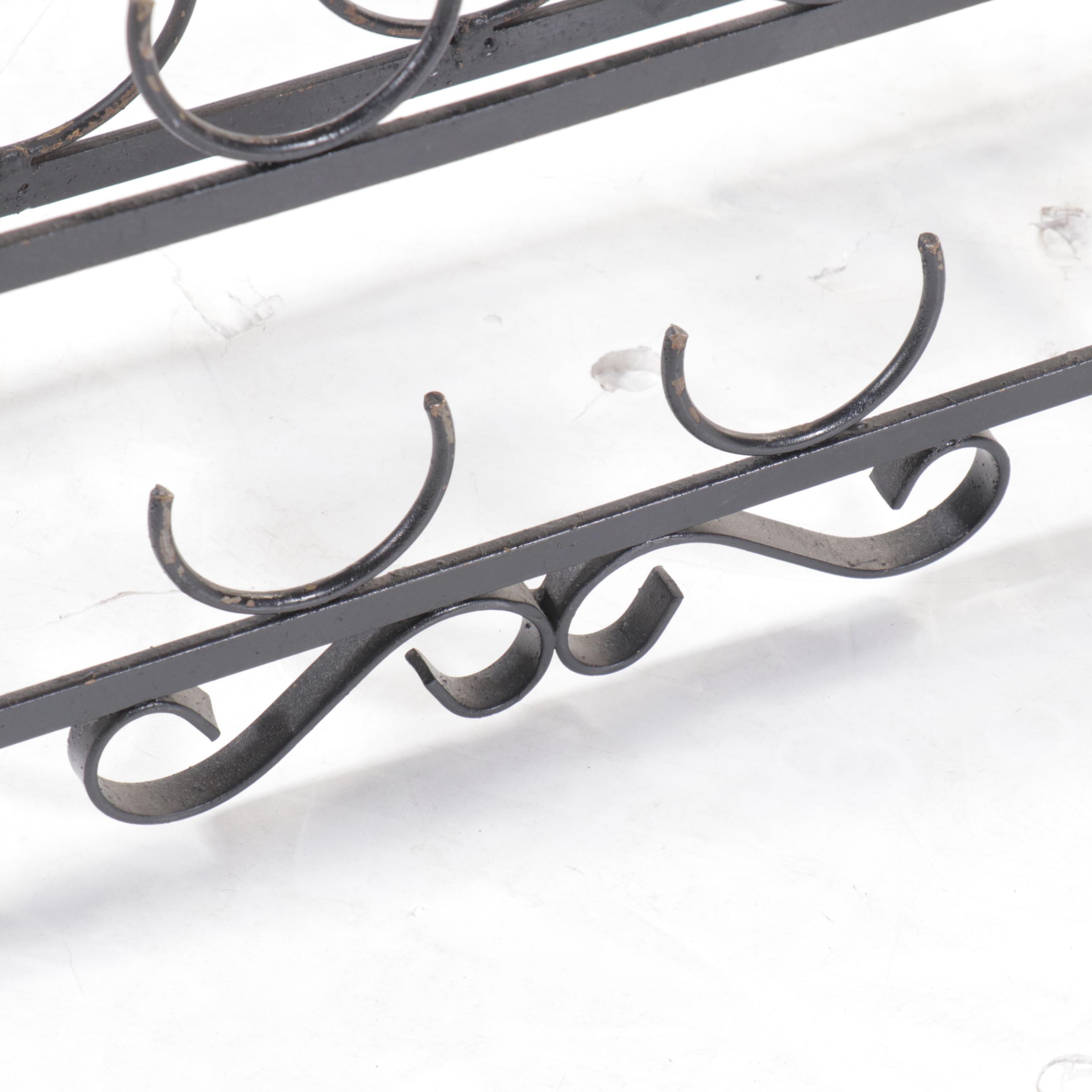 Cast Metal Plant Stands with Wine Rack