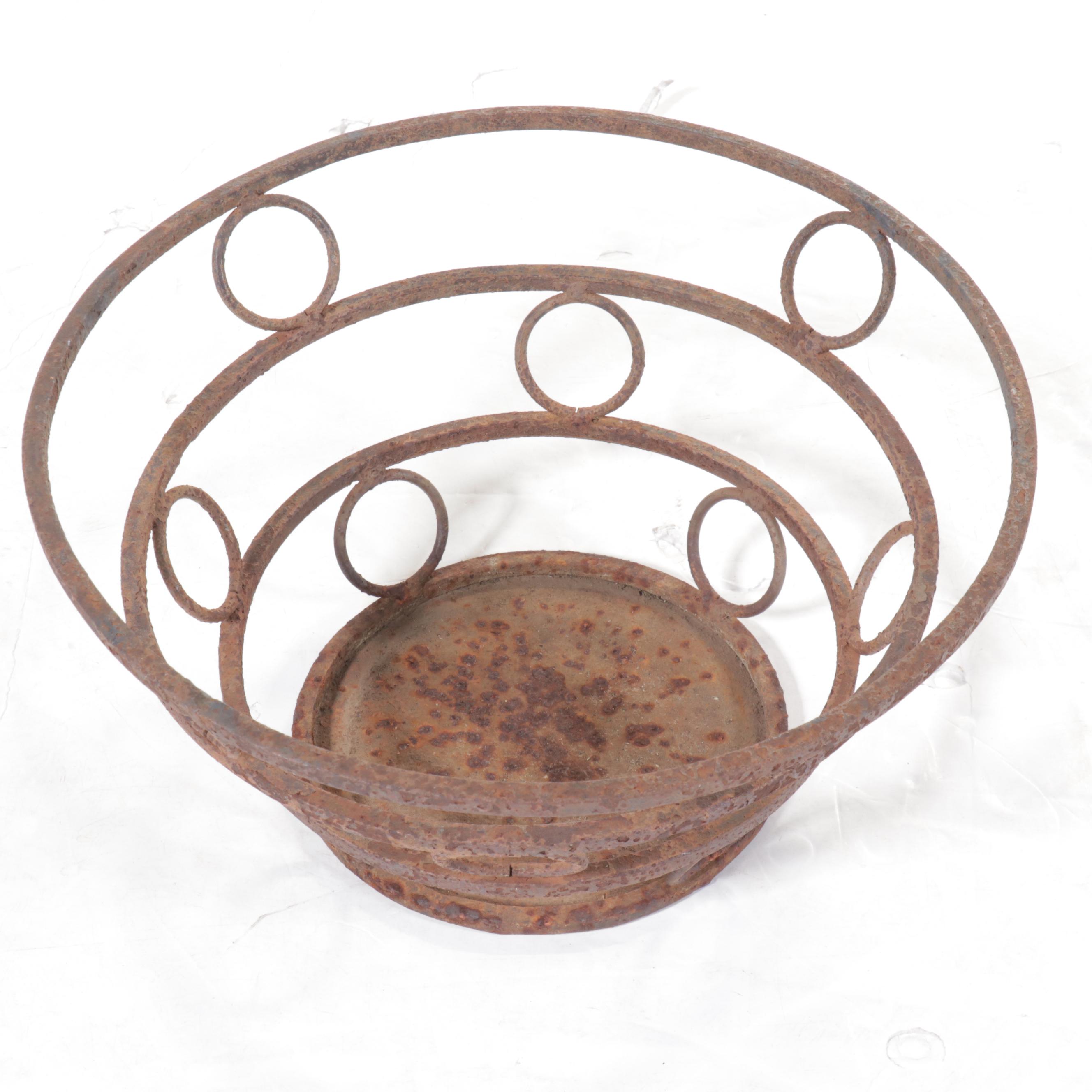Cast Metal Plant Stands with Wine Rack