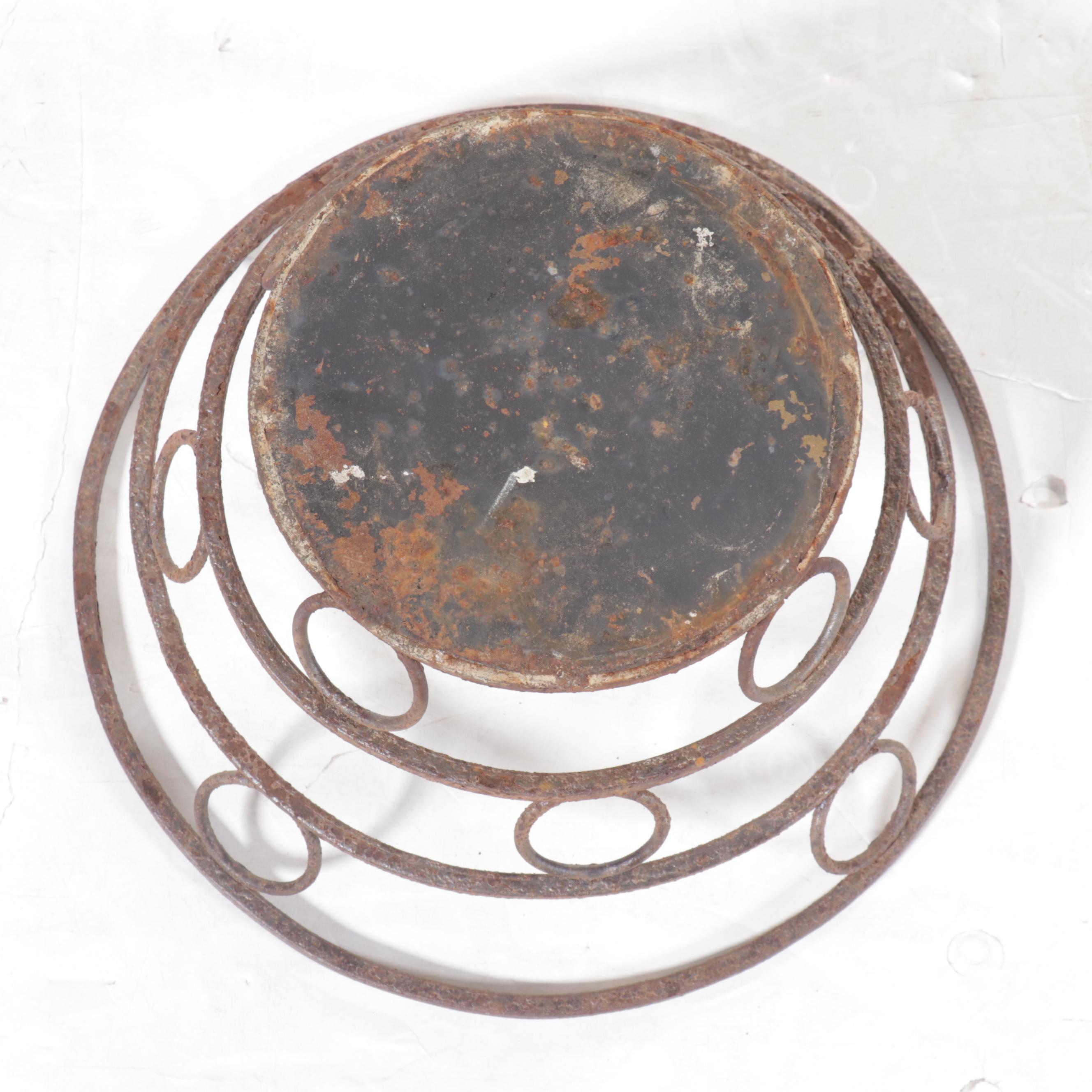 Cast Metal Plant Stands with Wine Rack