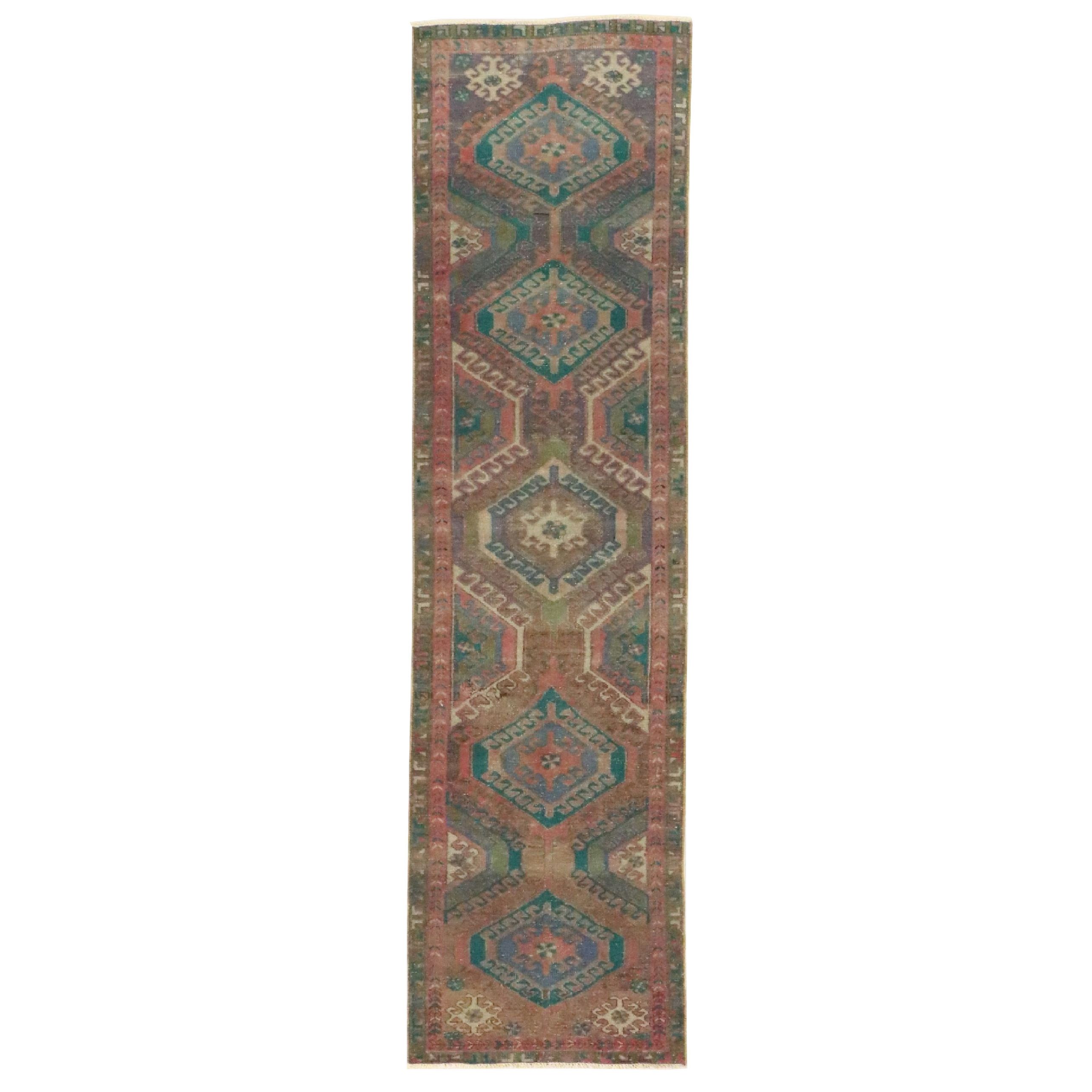 2'8 x 10' Hand-Knotted Caucasian Kazak Carpet Runner