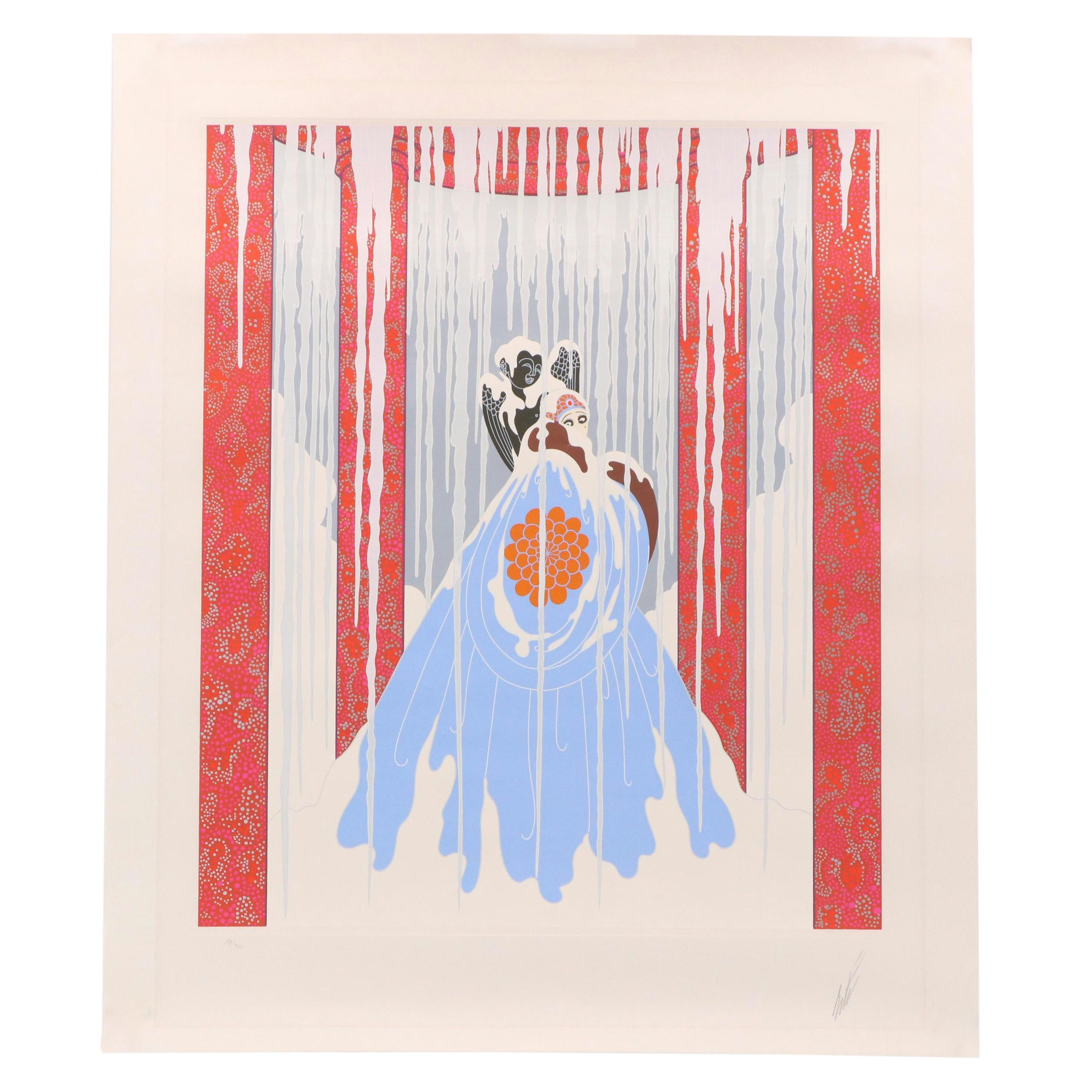 Erté Art Deco Style Serigraph "Love's Captive," 1982