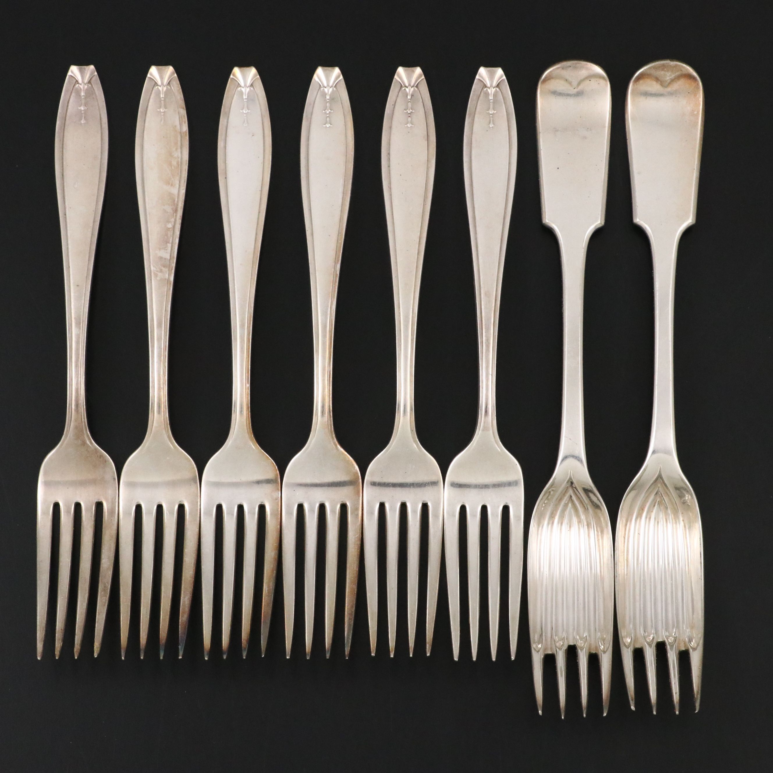 Elkington & Co. English Silver Plate Forks with R. Wallace Forks