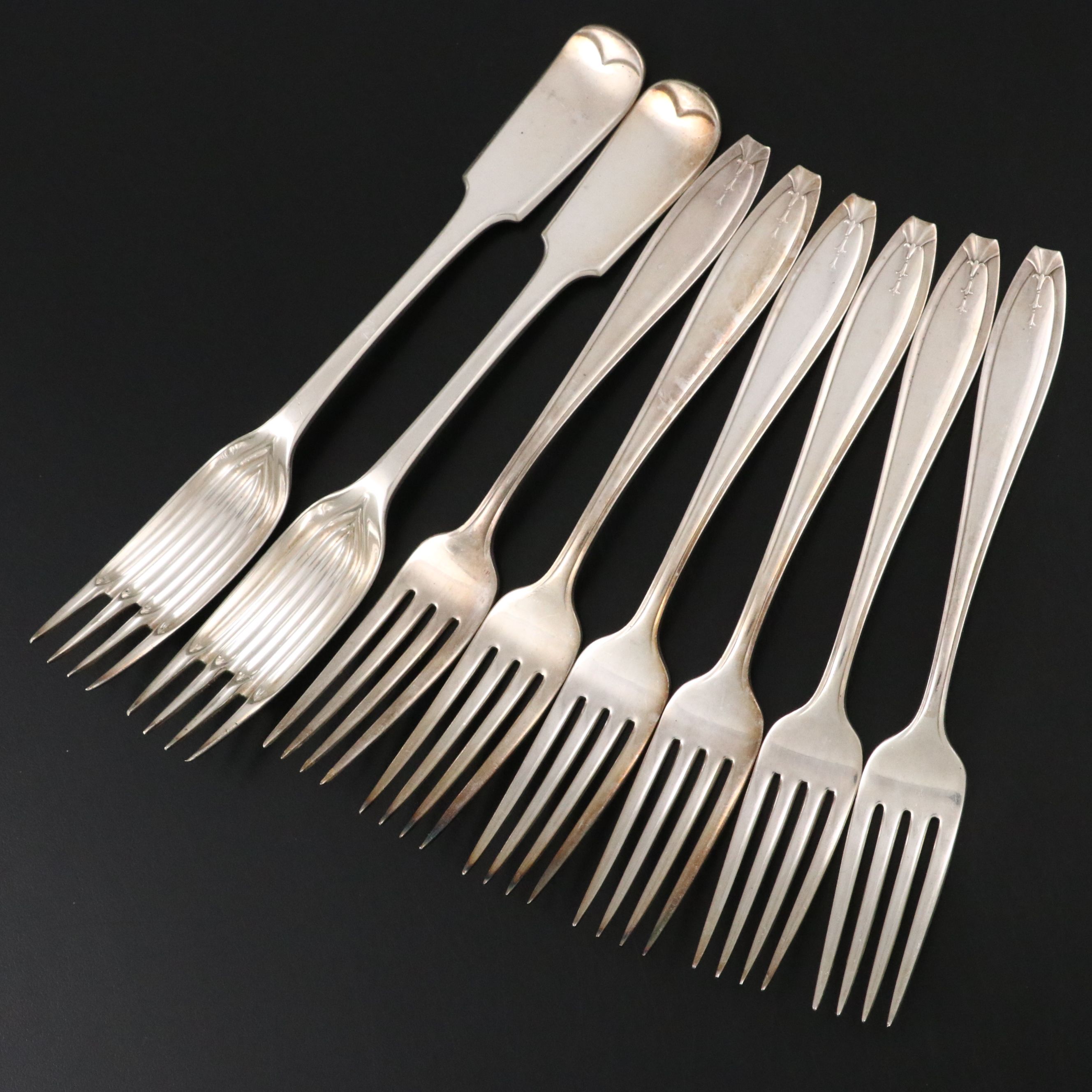 Elkington & Co. English Silver Plate Forks with R. Wallace Forks