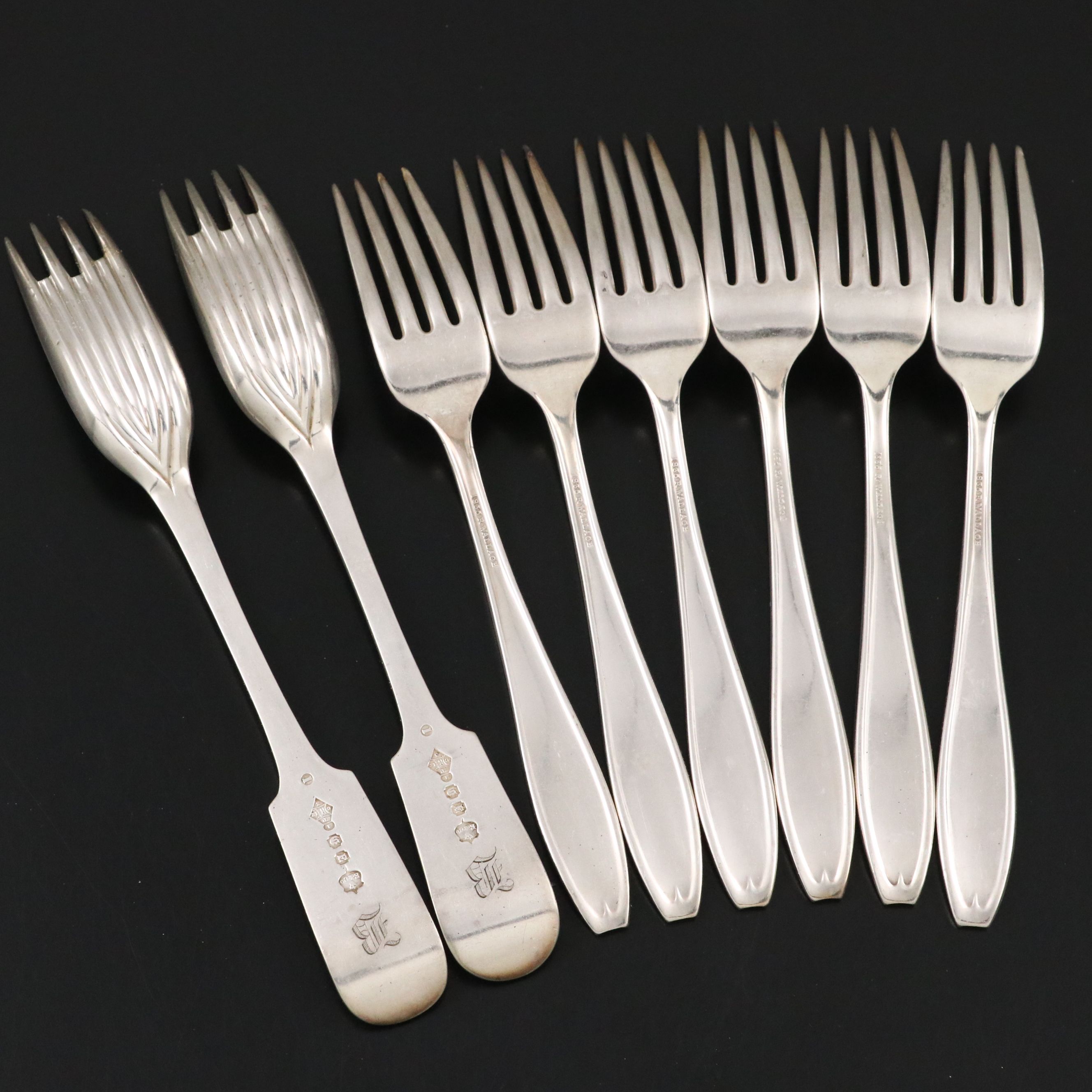 Elkington & Co. English Silver Plate Forks with R. Wallace Forks