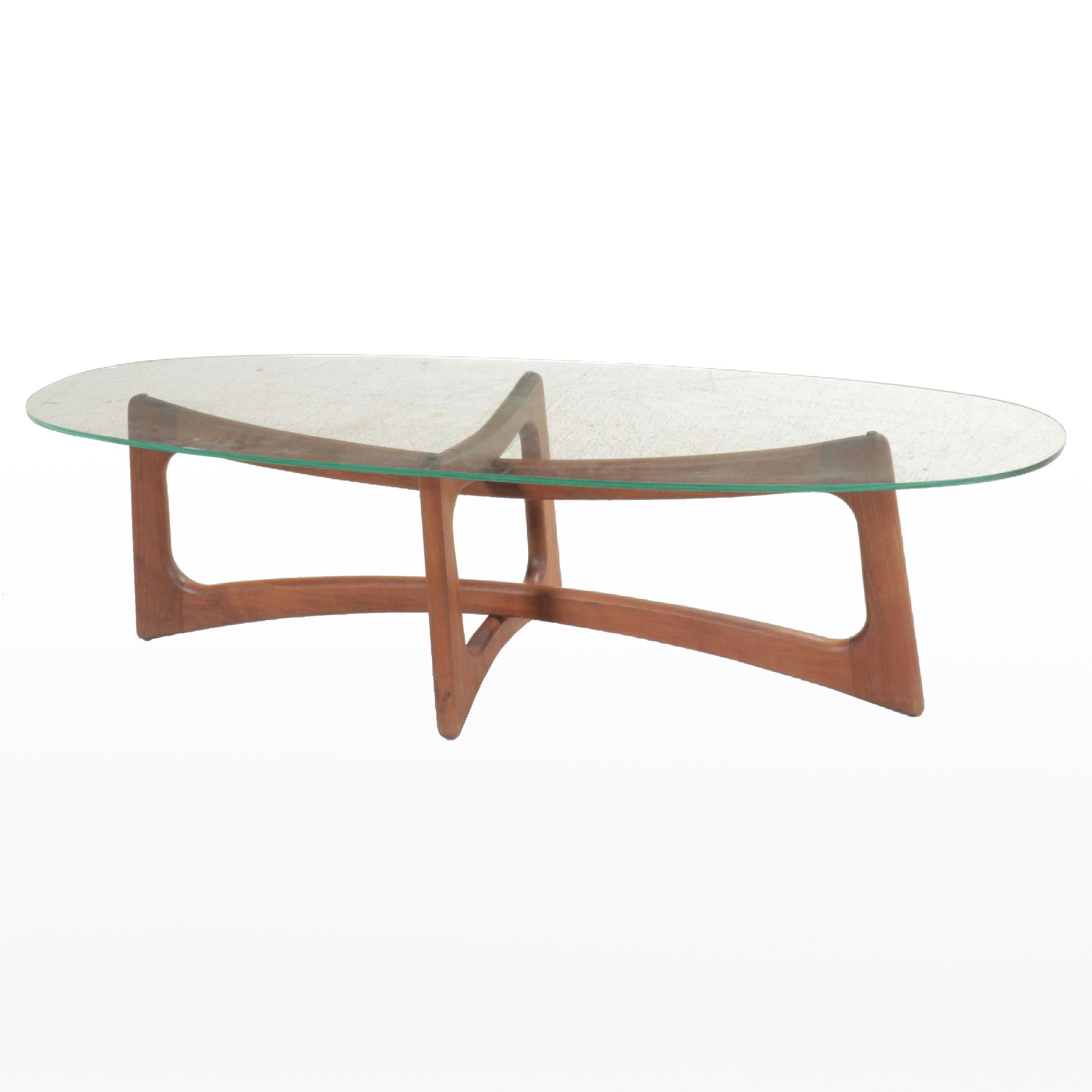 Adrian Pearsall Mid Century Modern Walnut Coffee Table with Surfboard Glass Top