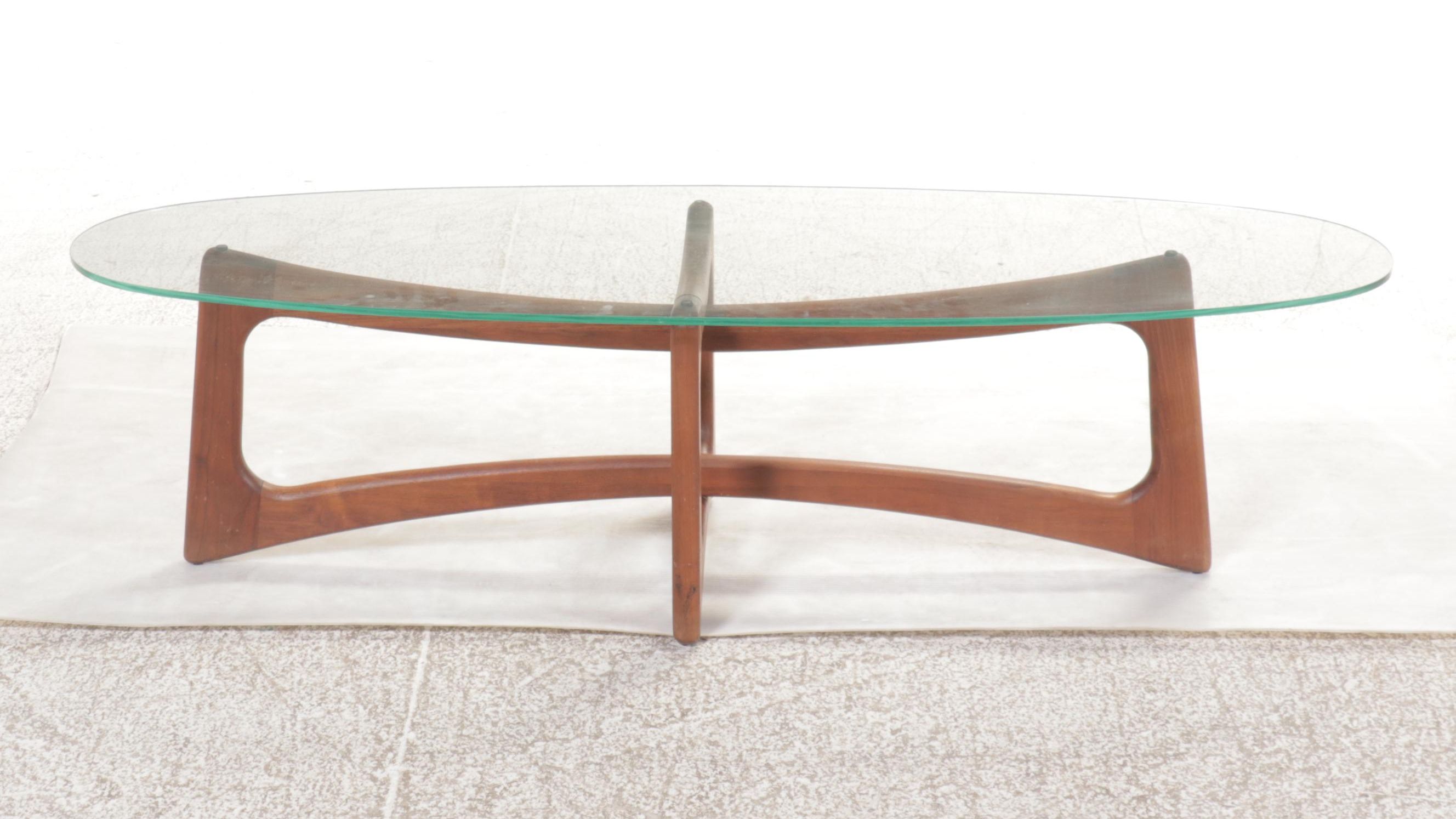 Adrian Pearsall Mid Century Modern Walnut Coffee Table with Surfboard Glass Top