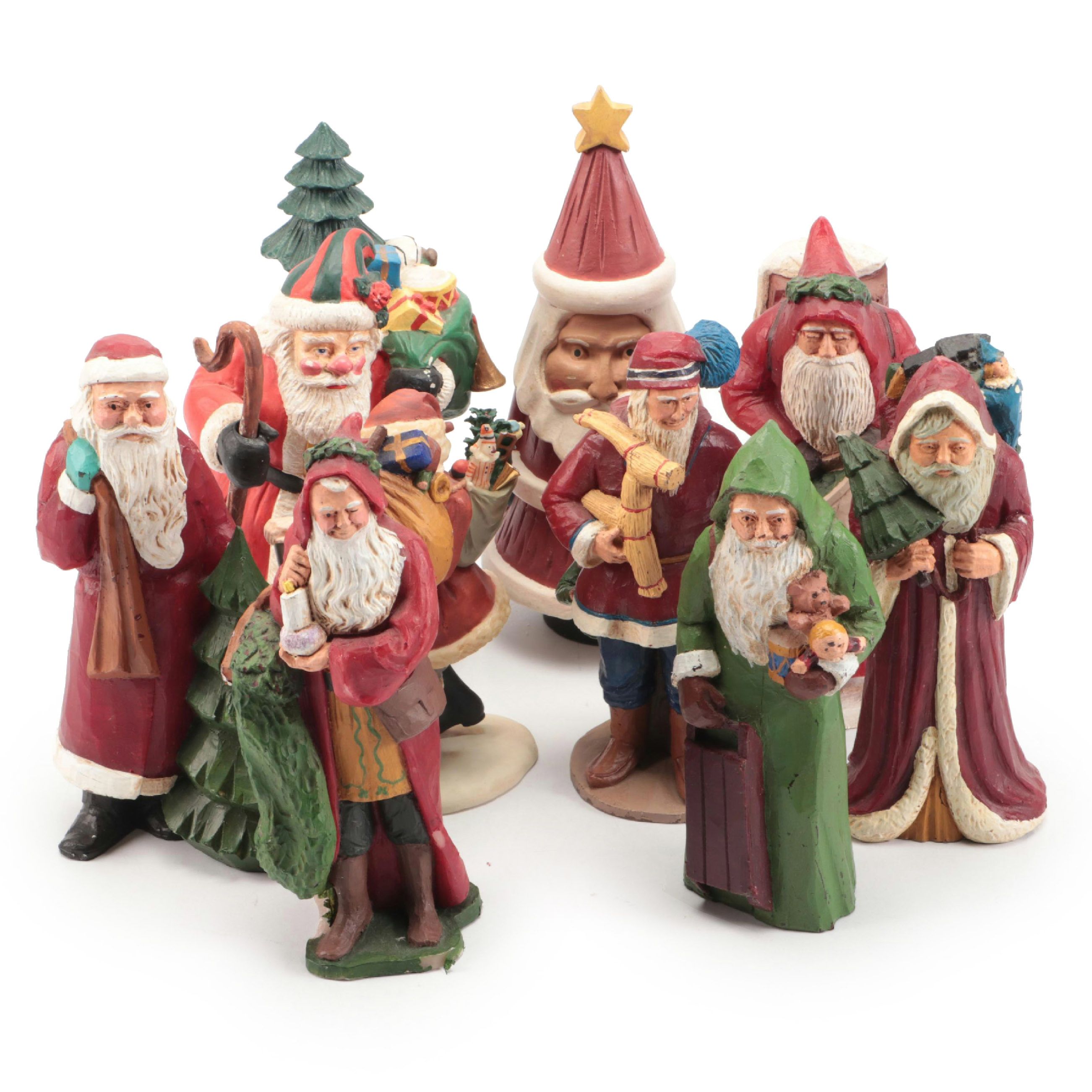 Collection of Rustic Style Santa Figures