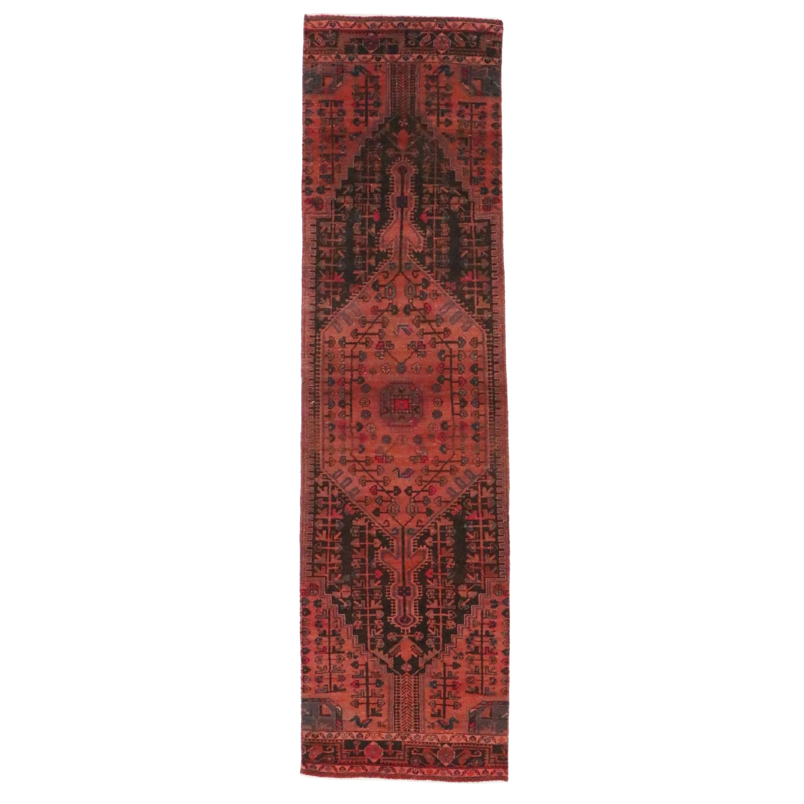 2'11 x 11'1 Hand-Knotted Persian Qashqai Remnant Carpet Runner