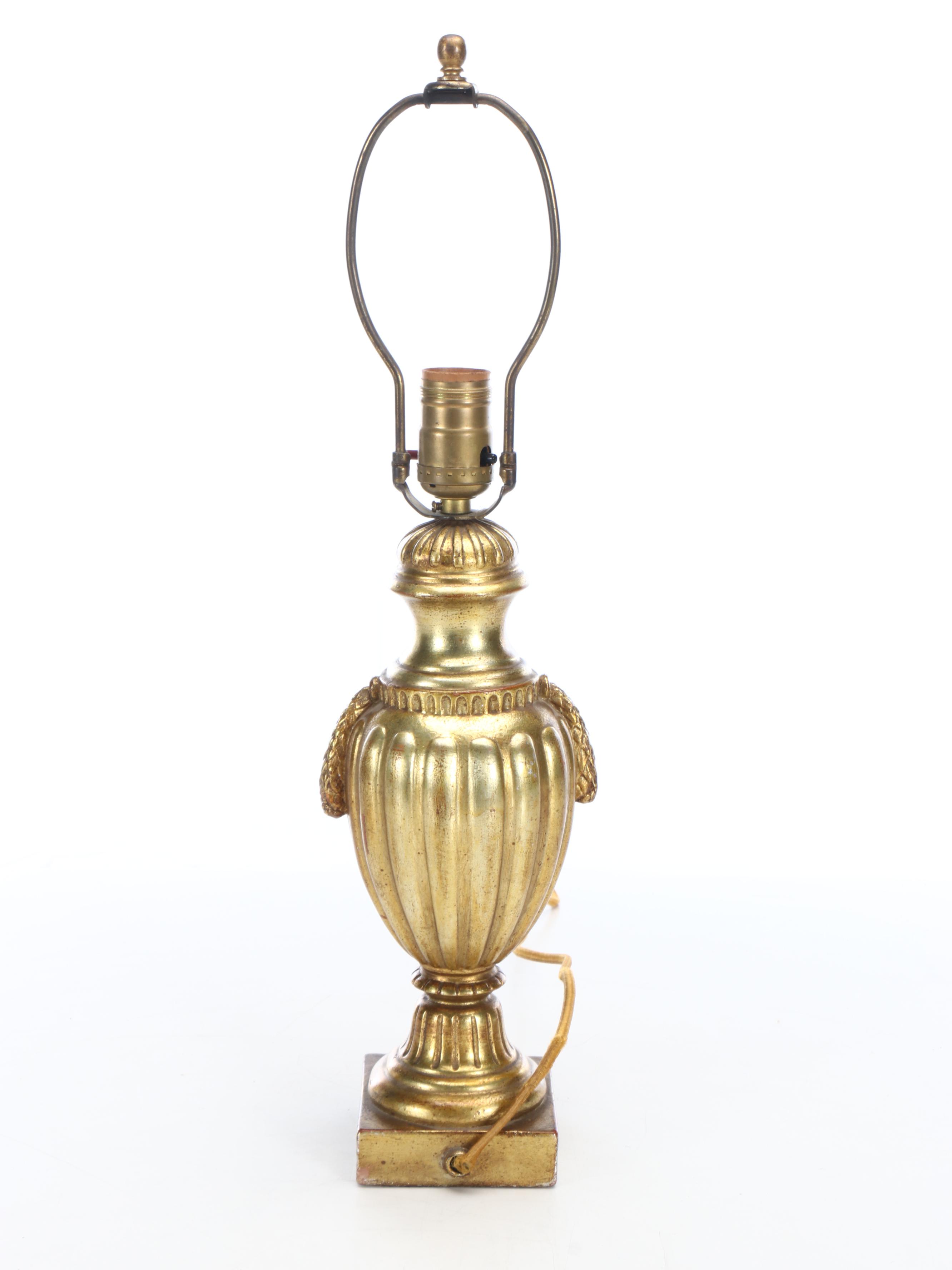Borghese Amphora Gold Finish Wood Table Lamp