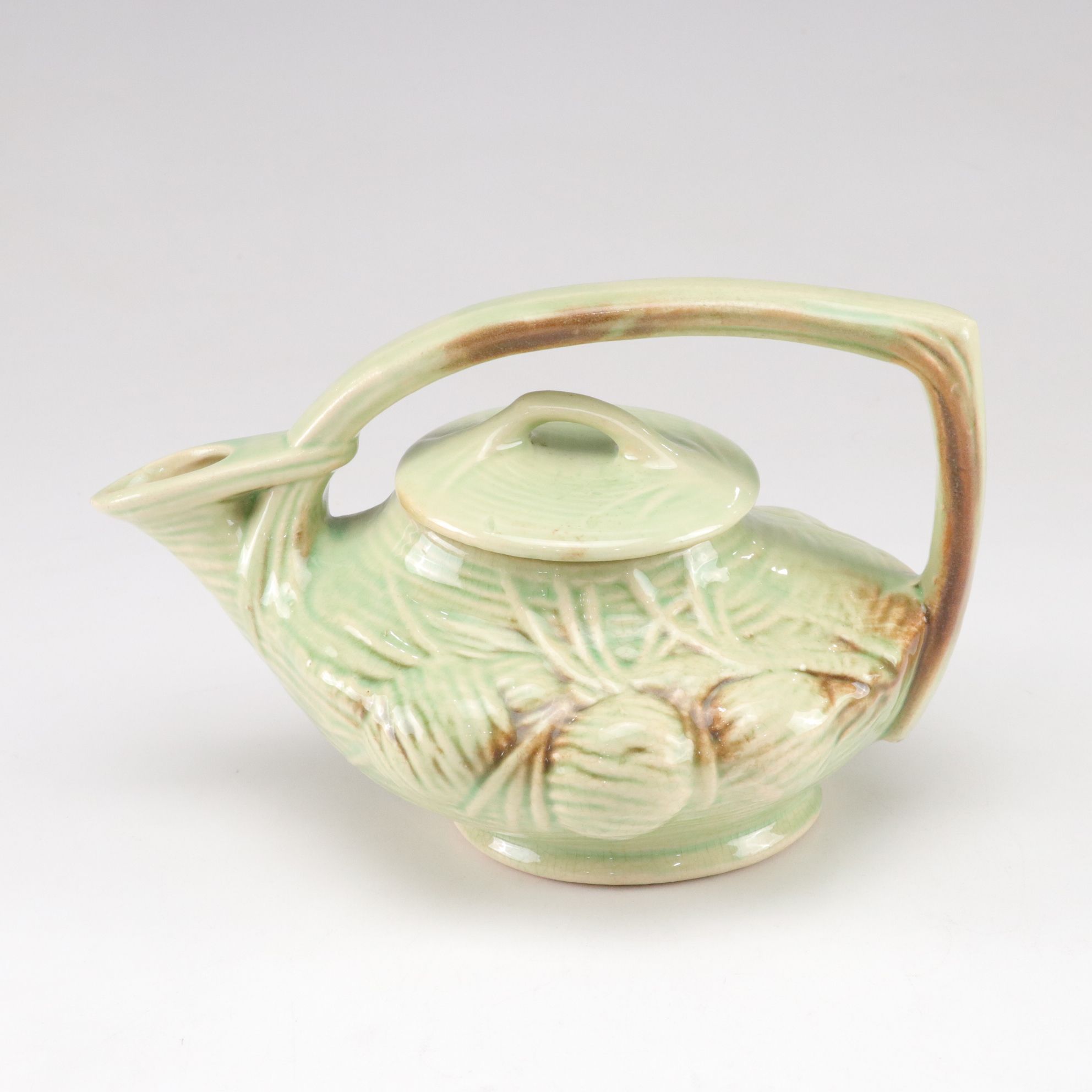 McCoy Pottery "Pine Cone" Ceramic Teapot, Creamer & Sugar Bowl